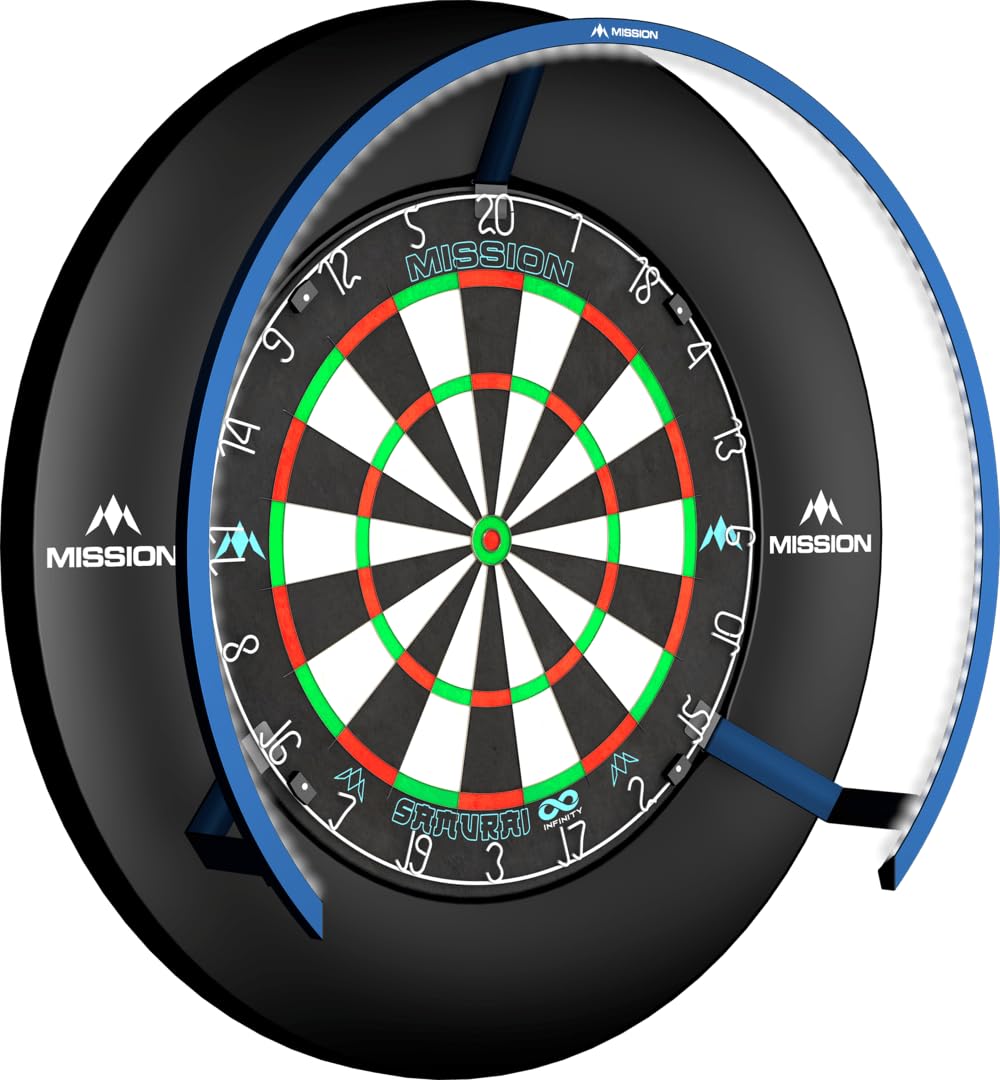 Mission Darts Torus 270 | Dart Board LED Lighting System with Easy Access to Dartboard Area for Unrestricted Play, Sand Blasted Black, Red, Blue, Green, Purple, Bronze and Silver Colours