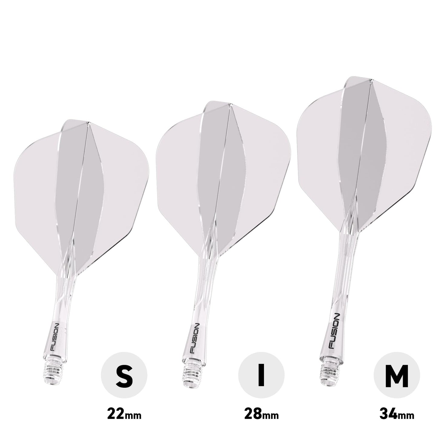 WINMAU Darts Fusion Integrated Flight & Shaft System - No.6 Shape and Design - Available in Short, Intermediate & Medium - Black, Yellow and Clear