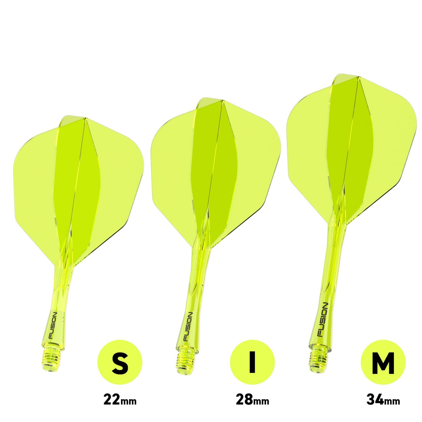 WINMAU Darts Fusion Integrated Flight & Shaft System - No.6 Shape and Design - Available in Short, Intermediate & Medium - Black, Yellow and Clear