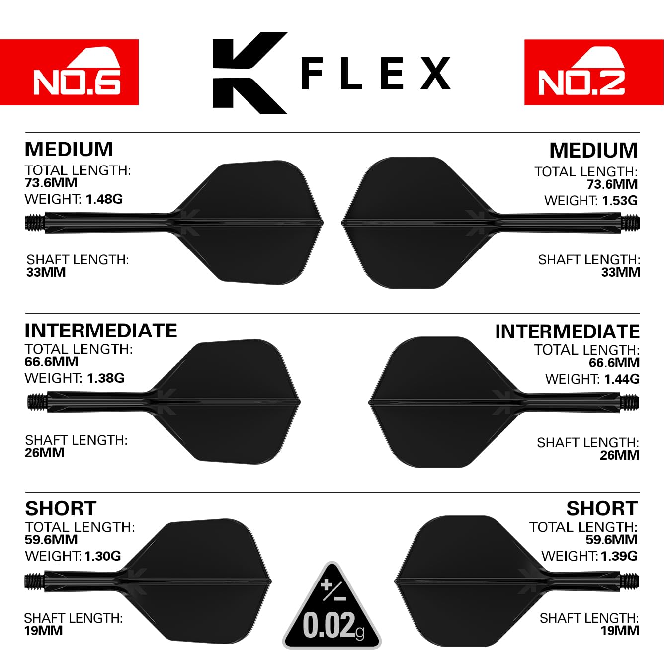 Target Darts K Flex Integrated Dart Flights And Shafts, No.6 | Pack Of 3 K-Flex - No6, Kflex All In One Moulded Dart Flight & Stem Lengths: Short, Intermediate & Medium | Professional Dart Accessories