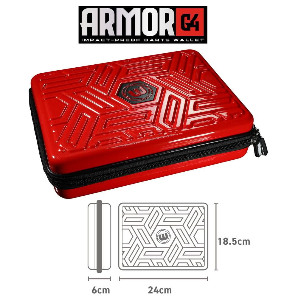 WINMAU Armor G2 Darts Wallet - Red Darts Case Holds Fully Assembled Darts and Accessories - Impact Proof, Ultra-Durable and Secure