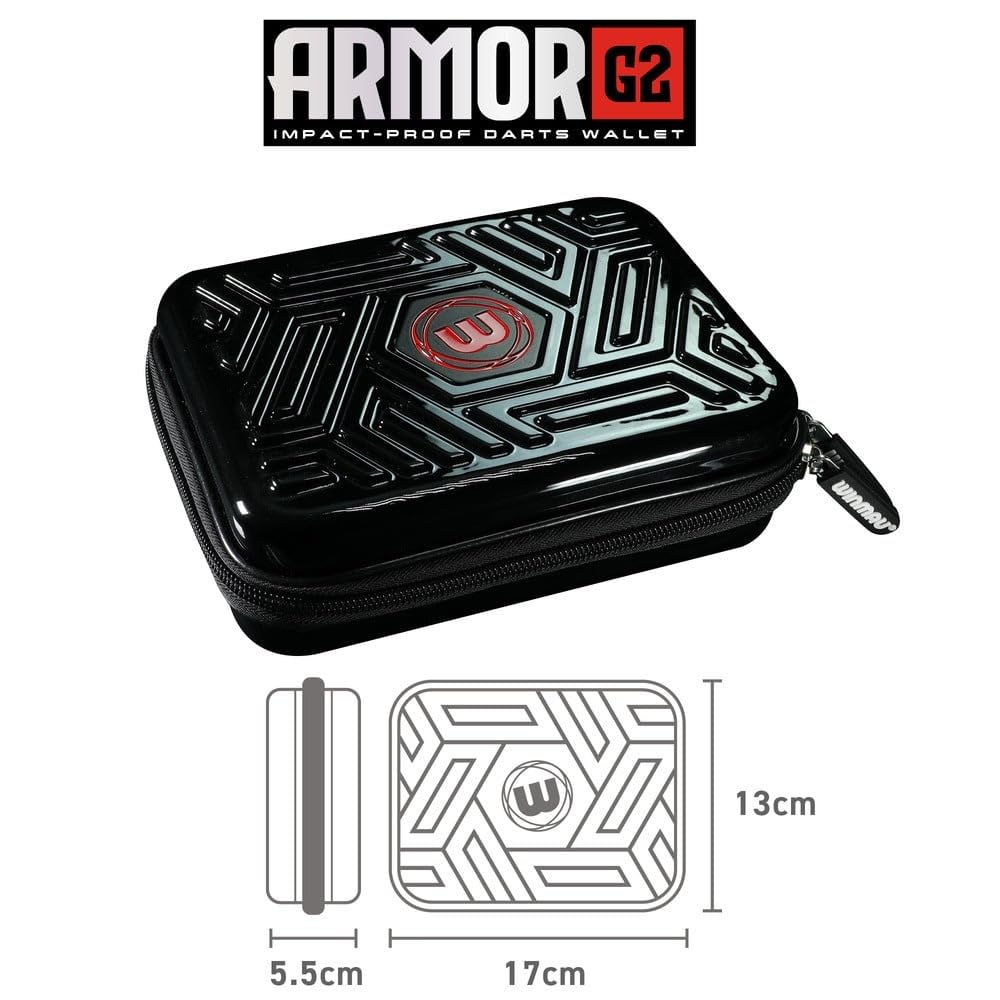 WINMAU Armor G2 Darts Wallet - Red Darts Case Holds Fully Assembled Darts and Accessories - Impact Proof, Ultra-Durable and Secure