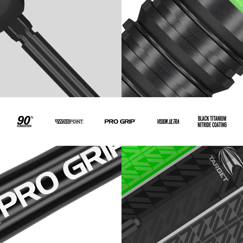 Target Darts Vapor 8 Black Green 80% Tungsten Swiss Point Steel Tip Darts Set