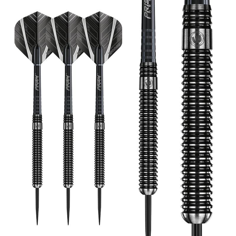 WINMAU Blackout Professional Steel Tip Tungsten Darts with Flights and Stems (Waves)