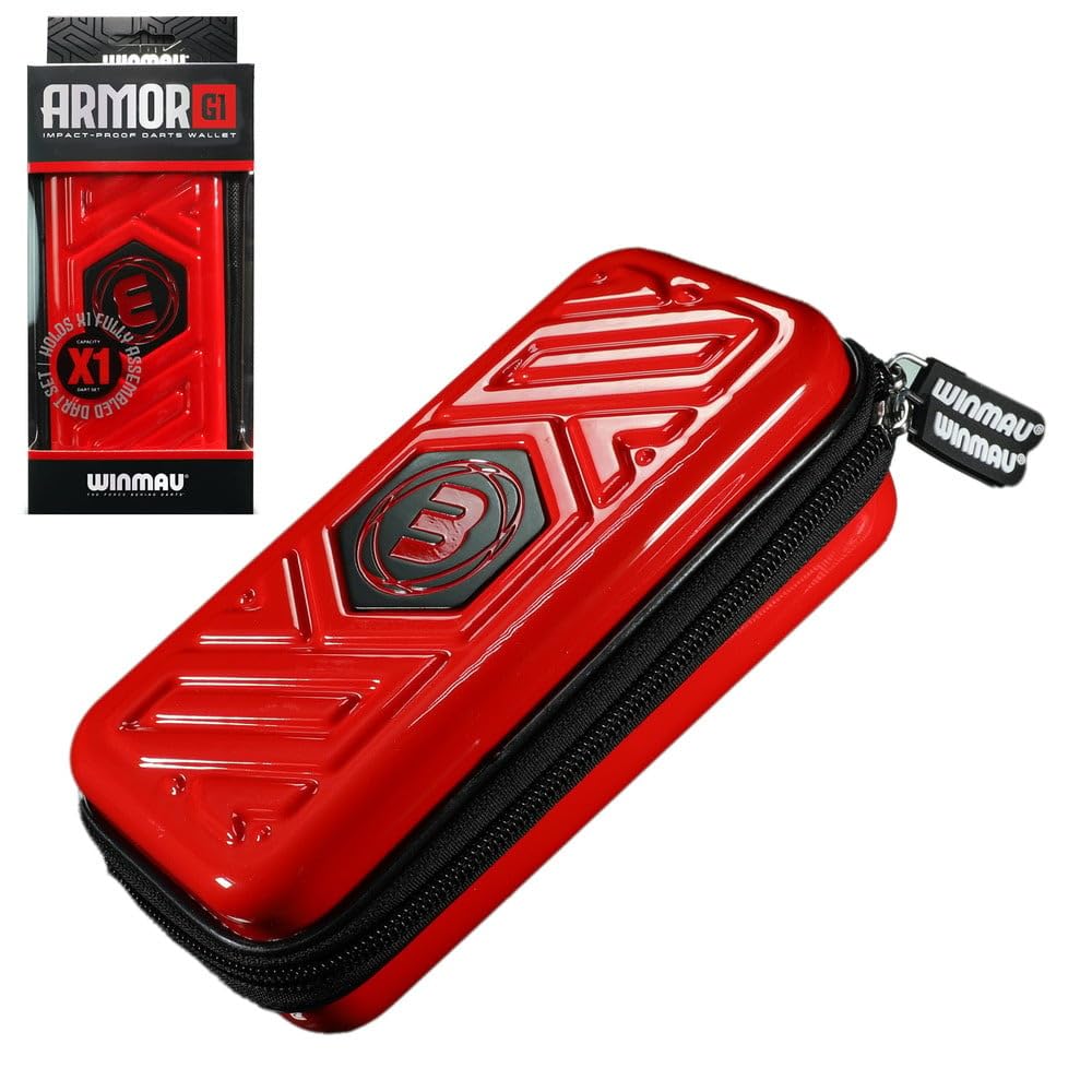 WINMAU Armor G2 Darts Wallet - Red Darts Case Holds Fully Assembled Darts and Accessories - Impact Proof, Ultra-Durable and Secure