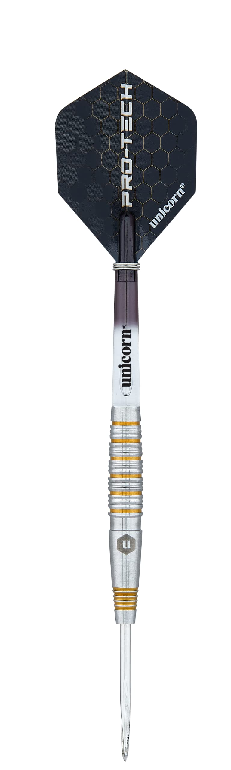 Unicorn Steel Tip Darts Set | Pro-Tech Style 1 | 90% Natural Tungsten Barrels with Golden Accents & Volute Points | 24 g