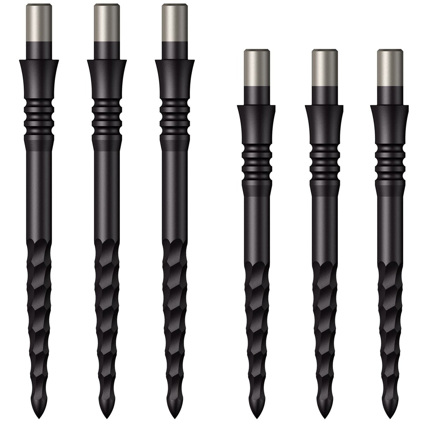 Mission Darts Sniper Steel Tip Replacement Dart Points with Lunar Complete Section Grooving, Multiple Lengths and Colours