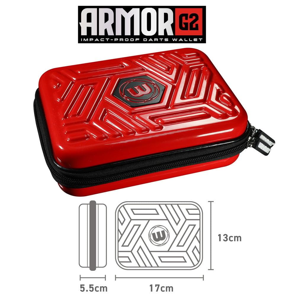 WINMAU Armor G2 Darts Wallet - Red Darts Case Holds Fully Assembled Darts and Accessories - Impact Proof, Ultra-Durable and Secure