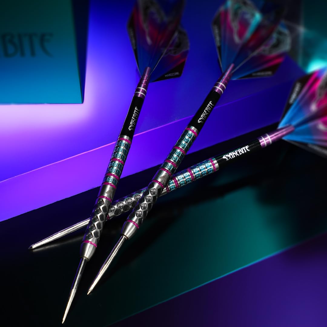 RED DRAGON Peter Wright Snakebite Supa-Venom Premium Tungsten Darts Set with Flights and Stems
