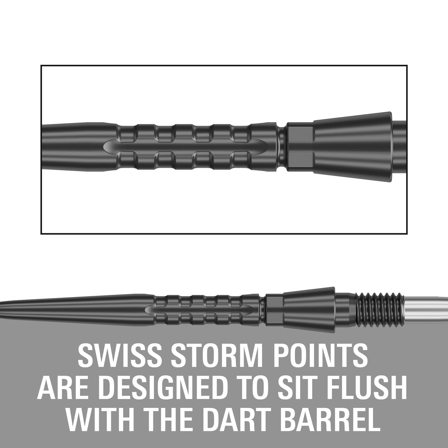 TARGET Darts Swiss Point Storm Dart Points, Surge (3 Pack Set of Tips) 26MM/30MM/35MM – Gold/Silver/Black | Change Dart Points, Swiss Storm Points, Professional Darts Accessories