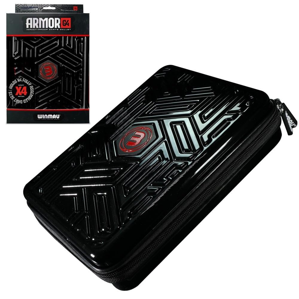 WINMAU Armor G2 Darts Wallet - Red Darts Case Holds Fully Assembled Darts and Accessories - Impact Proof, Ultra-Durable and Secure