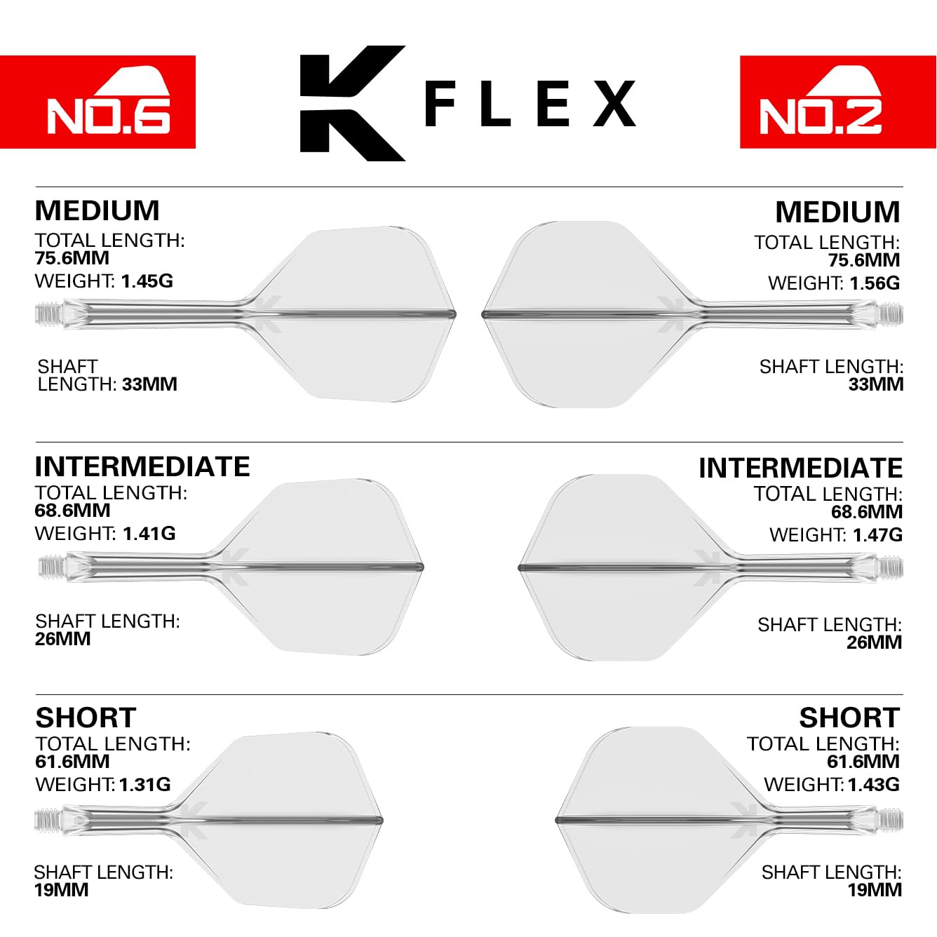 Target Darts K Flex Integrated Dart Flights And Shafts, No.6 | Pack Of 3 K-Flex - No6, Kflex All In One Moulded Dart Flight & Stem Lengths: Short, Intermediate & Medium | Professional Dart Accessories
