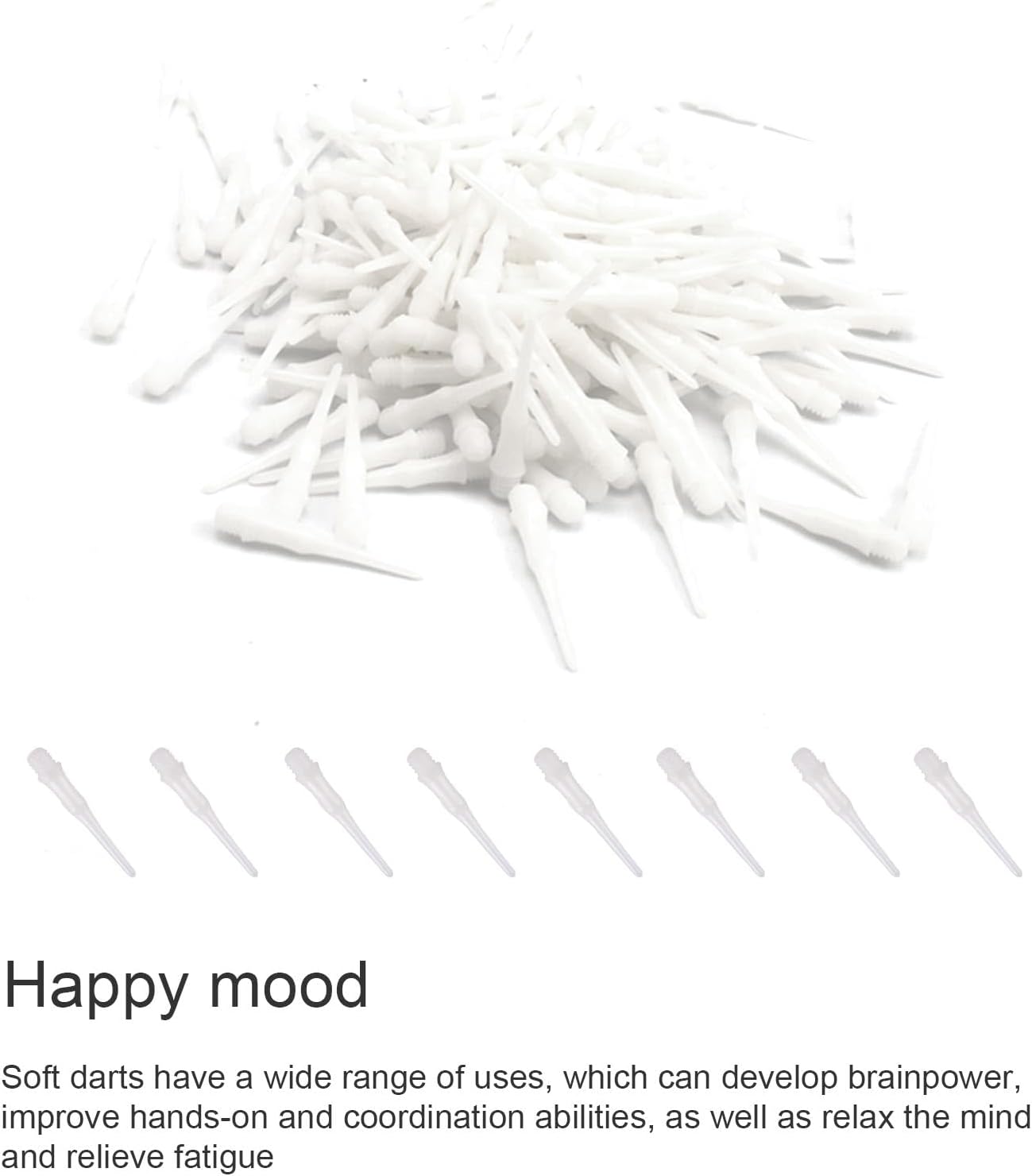 200 Soft Dart Tips - 2BA Thread Compatible, High-Impact White Plastic Dart Points for Electronic Dartboards
