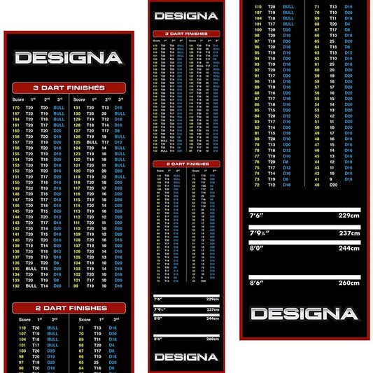 Designa Darts Mat Checkouts Heavy Duty Carpet Non Slip Back Mats Slim or Wide