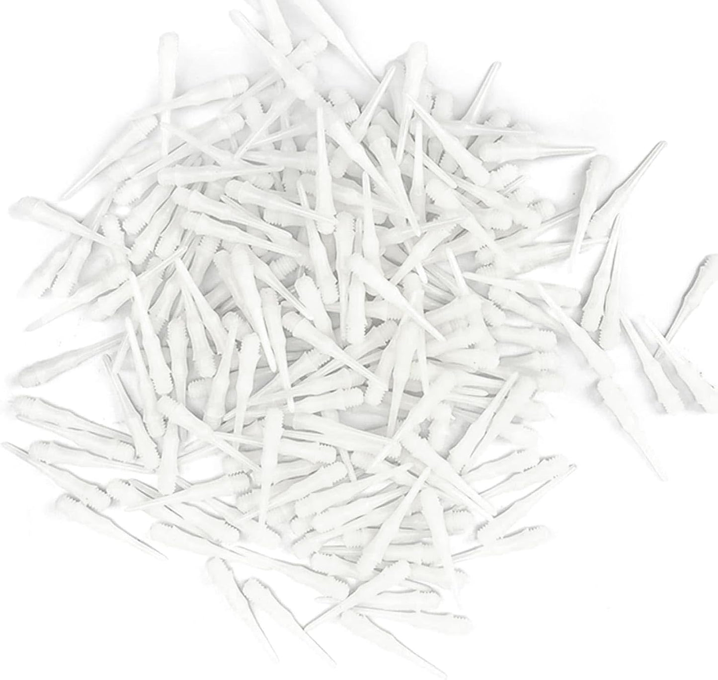 200 Soft Dart Tips - 2BA Thread Compatible, High-Impact White Plastic Dart Points for Electronic Dartboards