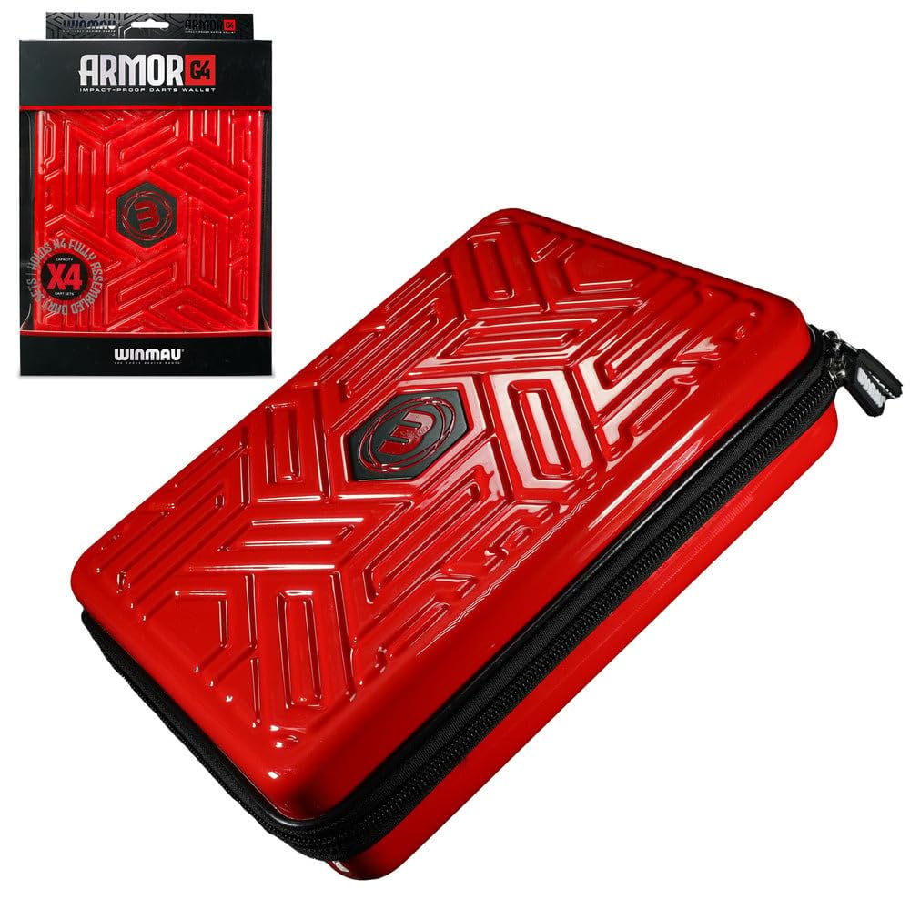 WINMAU Armor G2 Darts Wallet - Red Darts Case Holds Fully Assembled Darts and Accessories - Impact Proof, Ultra-Durable and Secure