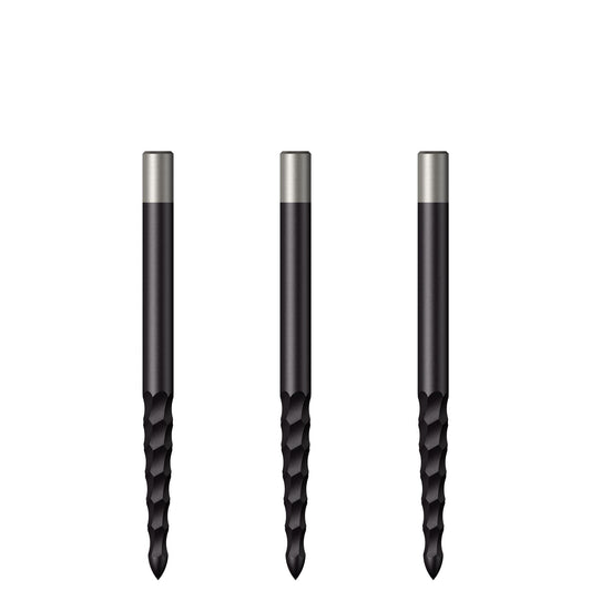 Mission Darts Lunar Black Steel Tip Replacement Dart Points with Complete or Front Grooving, Multiple Sizes