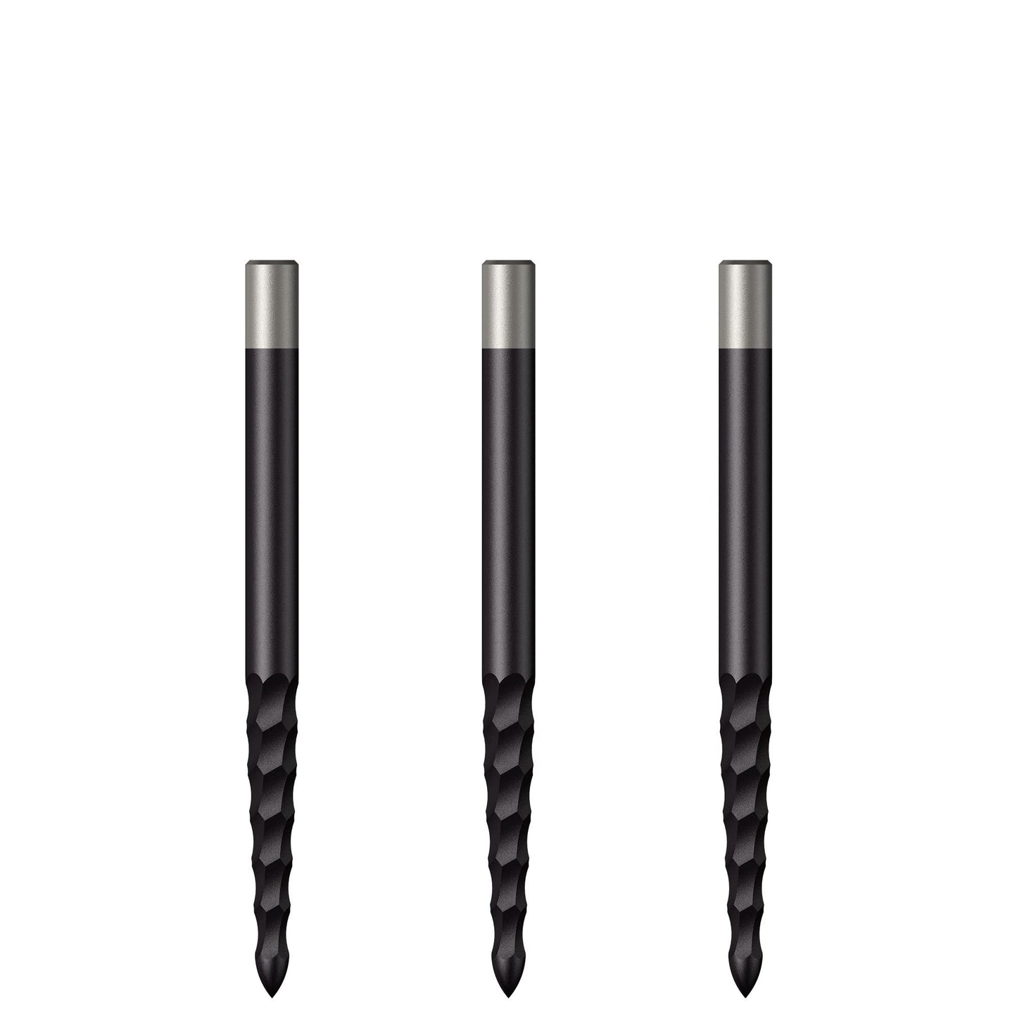 Mission Darts Lunar Black Steel Tip Replacement Dart Points with Complete or Front Grooving, Multiple Sizes