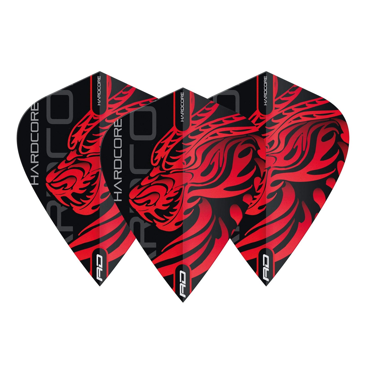 RED DRAGON Hardcore Players Dart Flights - 3 sets Per Pack (9 Dart Flights in total)