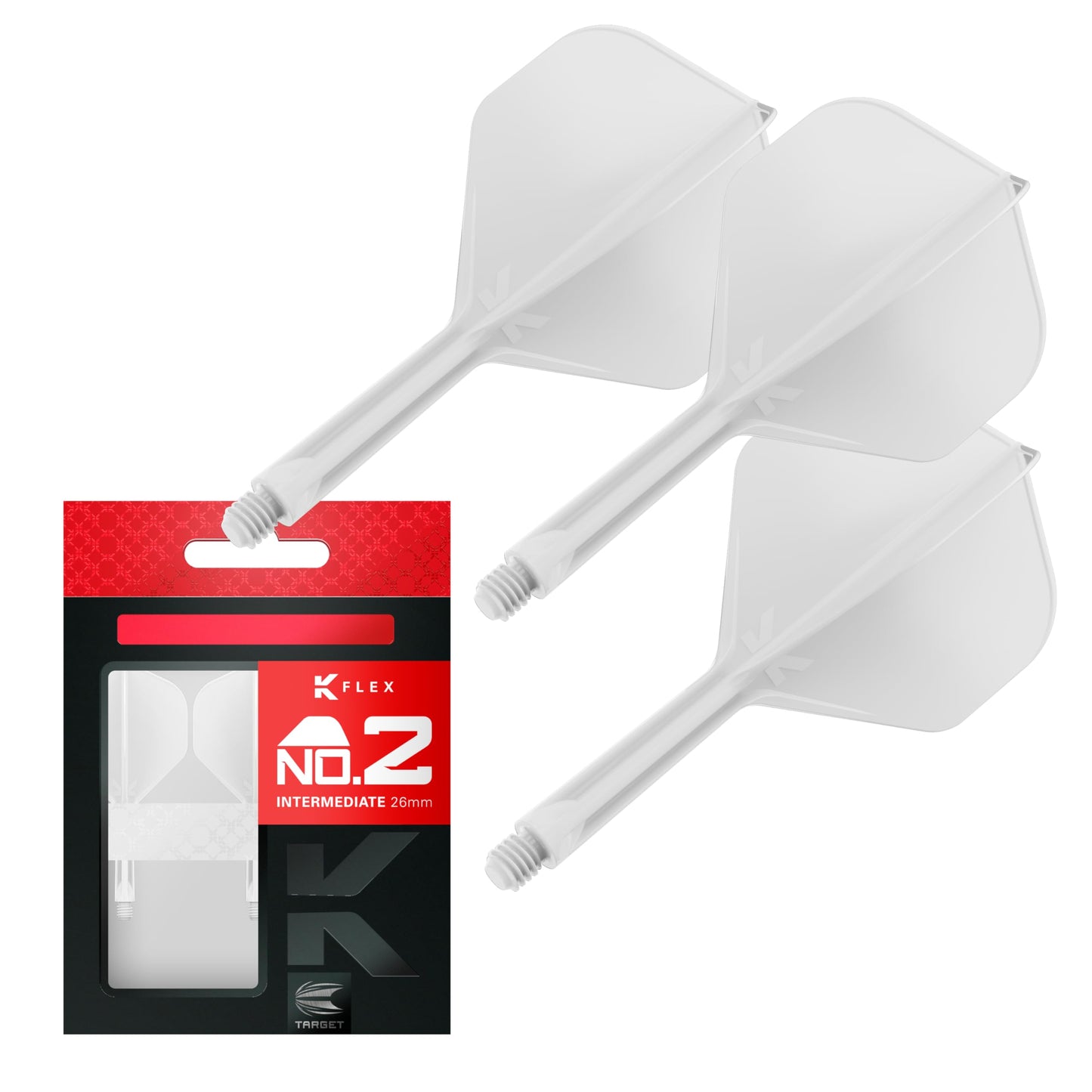 Target Darts K Flex Integrated Dart Flights And Shafts, No.2 | Pack Of 3 K-Flex - No2, Kflex All In One Moulded Dart Flight & Stem Lengths: Short, Intermediate & Medium | Professional Dart Accessories