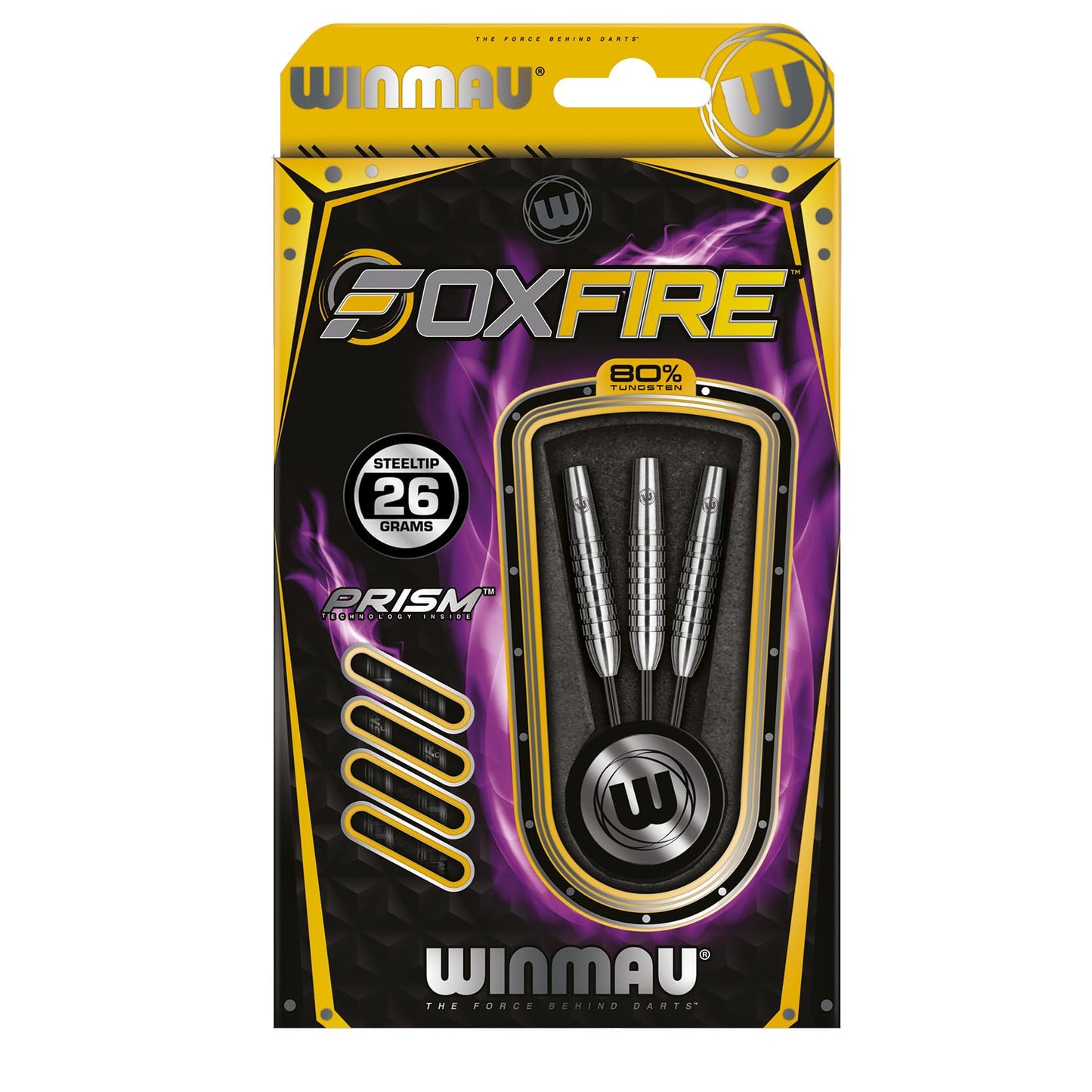 WINMAU Foxfire 25g Tungsten Darts with Prism Flights and Shafts (Stems)