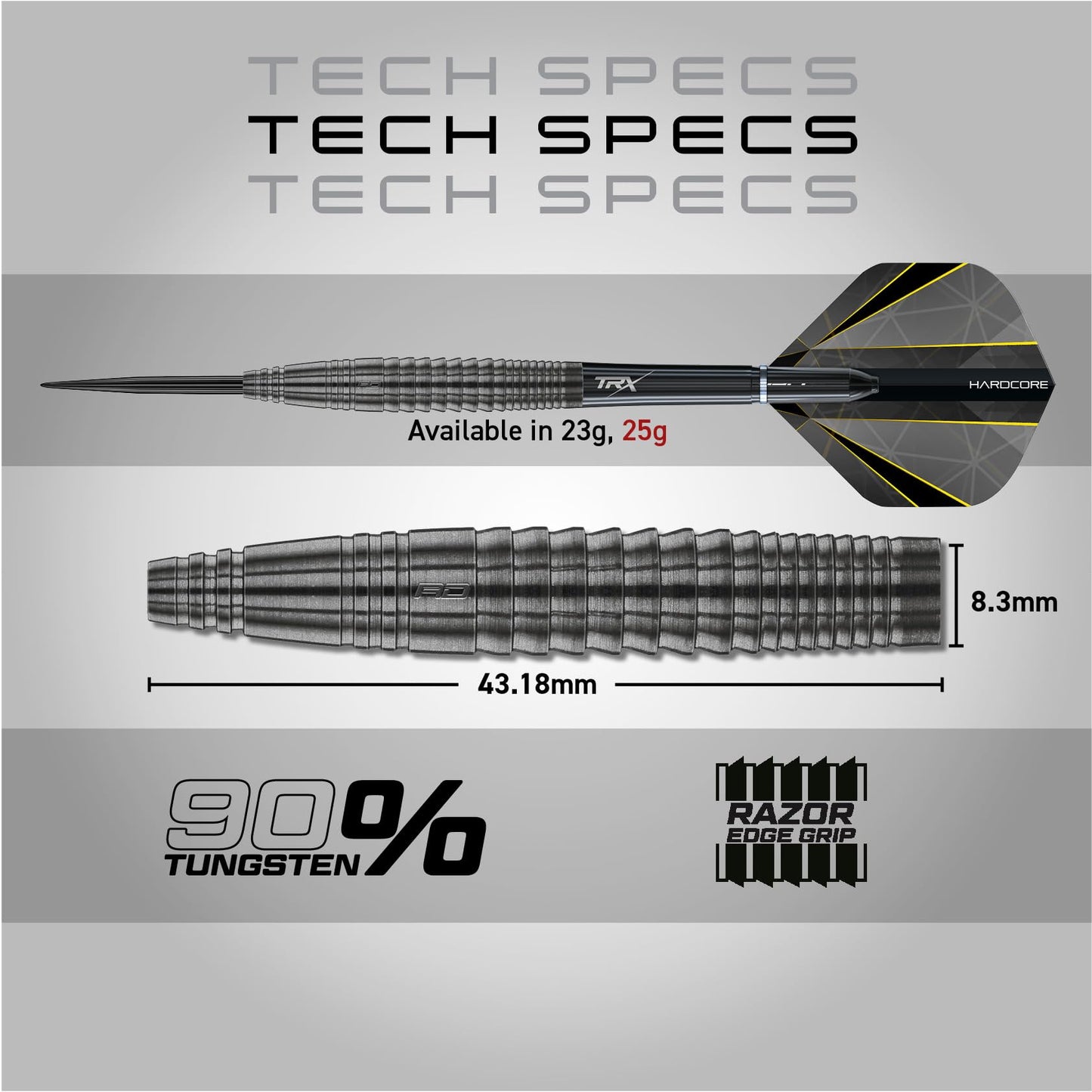 RED DRAGON Darts – Seren Onyx Series - 90% Tungsten Professional Steel tip Darts Set with Dart Flights and Dart Shafts (Stems) - Available in Four Styles - Available in 21g, 22g, 23g, 24g & 25g