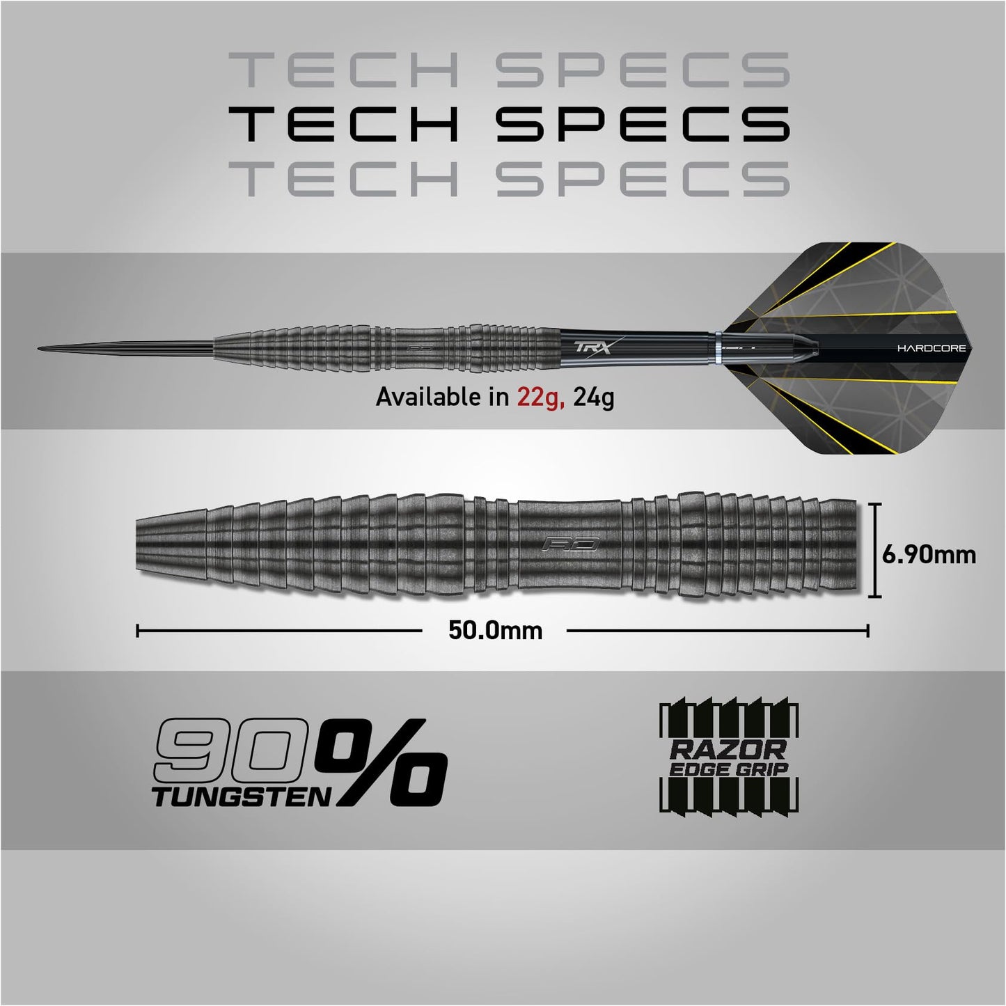 RED DRAGON Darts – Seren Onyx Series - 90% Tungsten Professional Steel tip Darts Set with Dart Flights and Dart Shafts (Stems) - Available in Four Styles - Available in 21g, 22g, 23g, 24g & 25g