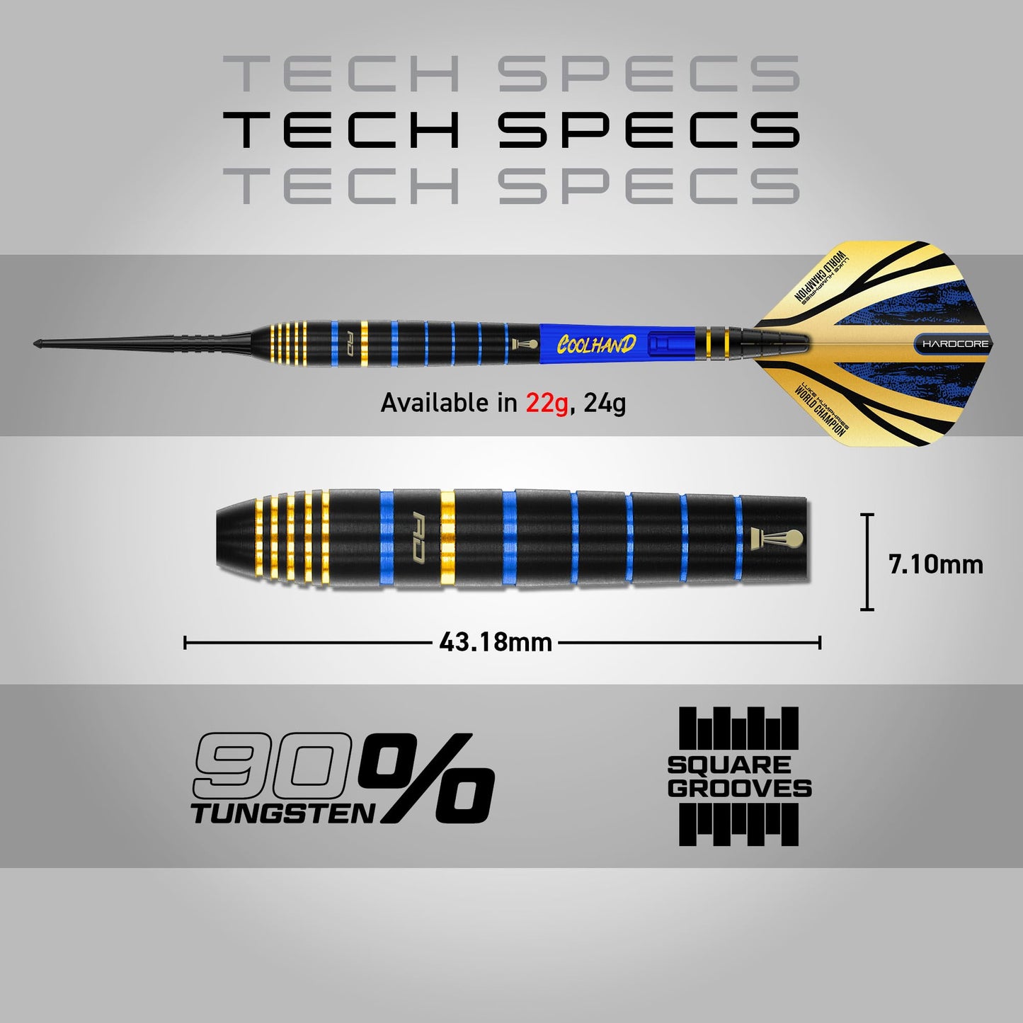 RED DRAGON Luke Humphries TX4 Avenger World Champion Series Premium Tungsten Darts Set with Flights and Shafts (Stems)