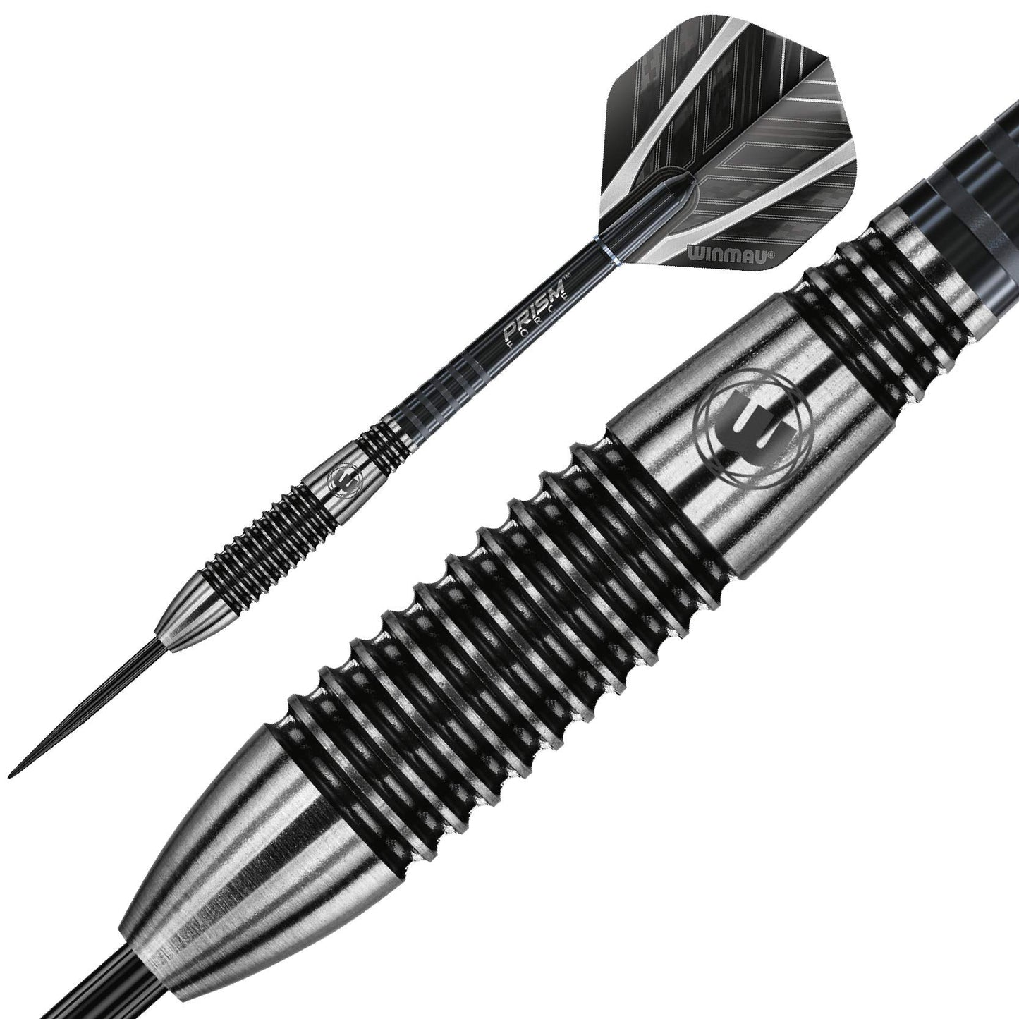 WINMAU Blackout Professional Steel Tip Tungsten Darts with Flights and Stems (Waves)