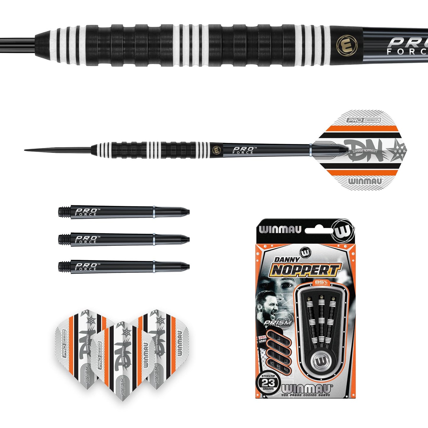 WINMAU Darts - 85% Pro Series Professional Dart Set with Dart Flights and Dart Shafts (Stems)