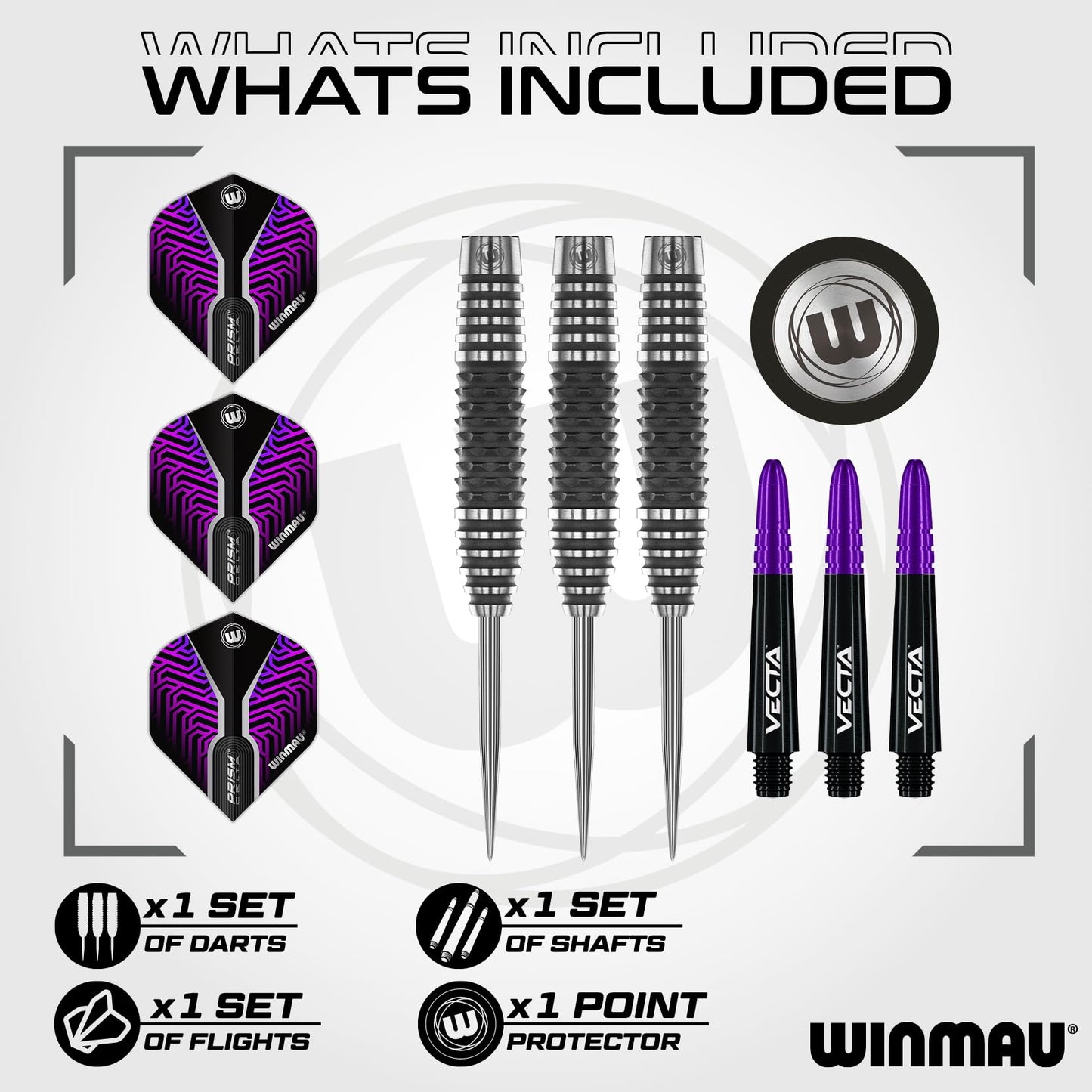 WINMAU Darts Kairos Series 90% Professional Tungsten Steel Tip Darts Set with Dart Flights and Dart Shafts (Stems) - Available in Two Styles - Available weights 21g, 23g 24g and 26g