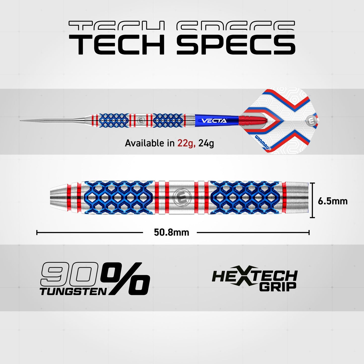 WINMAU Darts Epix Series 90% Professional Tungsten Darts Set with Dart Flights and Dart Shafts (Stems) - Available weights 18g Soft Tip 22g and 24g Steel Tip