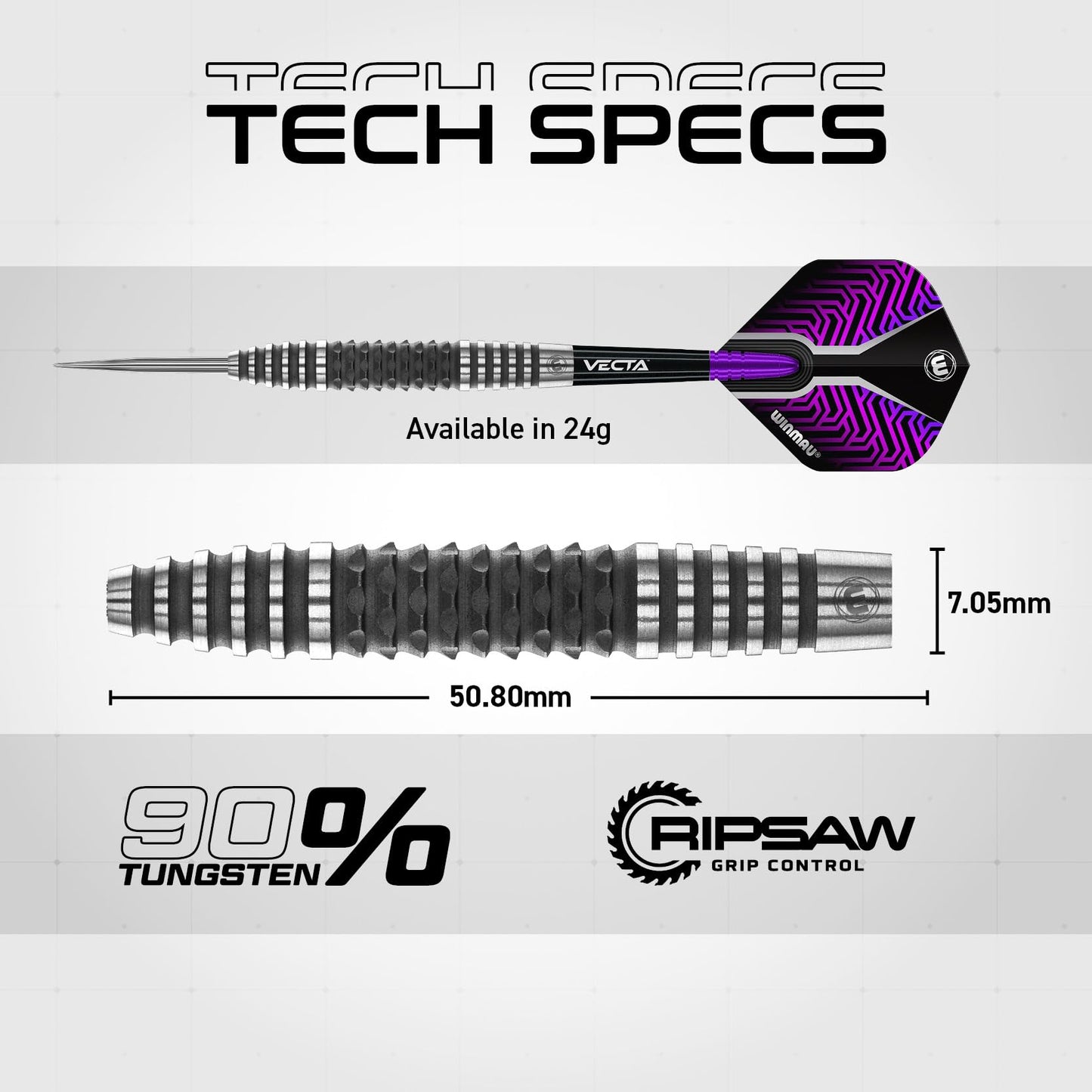 WINMAU Darts Kairos Series 90% Professional Tungsten Steel Tip Darts Set with Dart Flights and Dart Shafts (Stems) - Available in Two Styles - Available weights 21g, 23g 24g and 26g