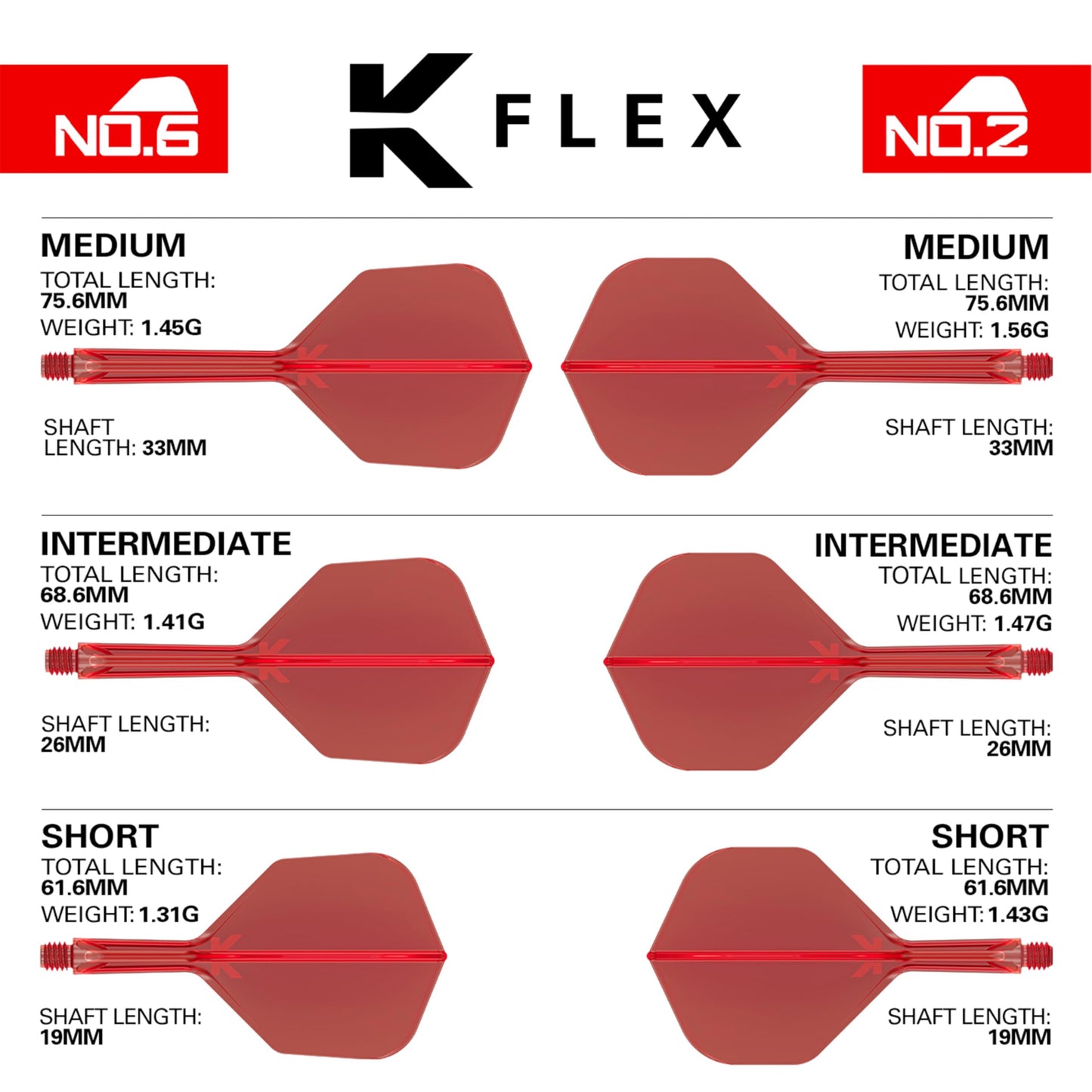 Target Darts K Flex Integrated Dart Flights And Shafts, No.2 | Pack Of 3 K-Flex - No2, Kflex All In One Moulded Dart Flight & Stem Lengths: Short, Intermediate & Medium | Professional Dart Accessories