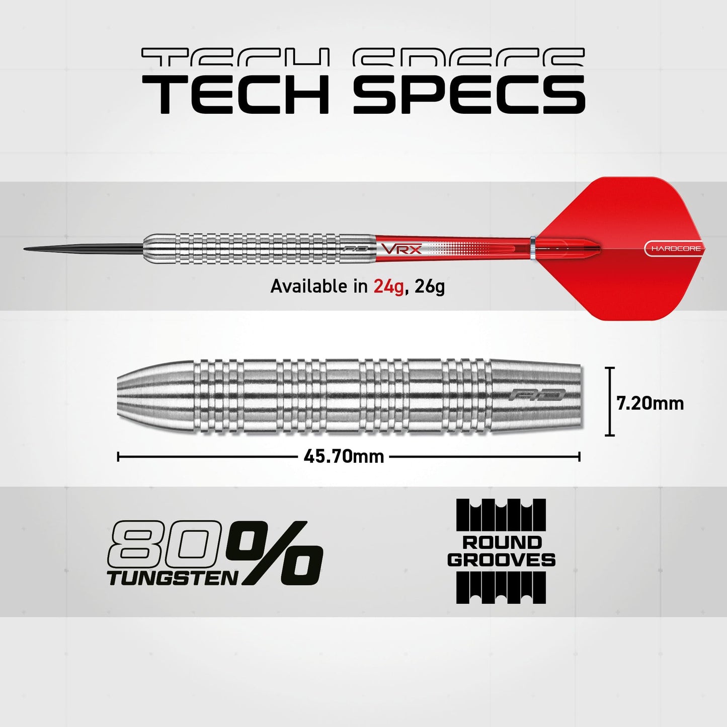 RED DRAGON Hell Fire 22g, 24g or 26g Tungsten Darts Set with Flights and Stems