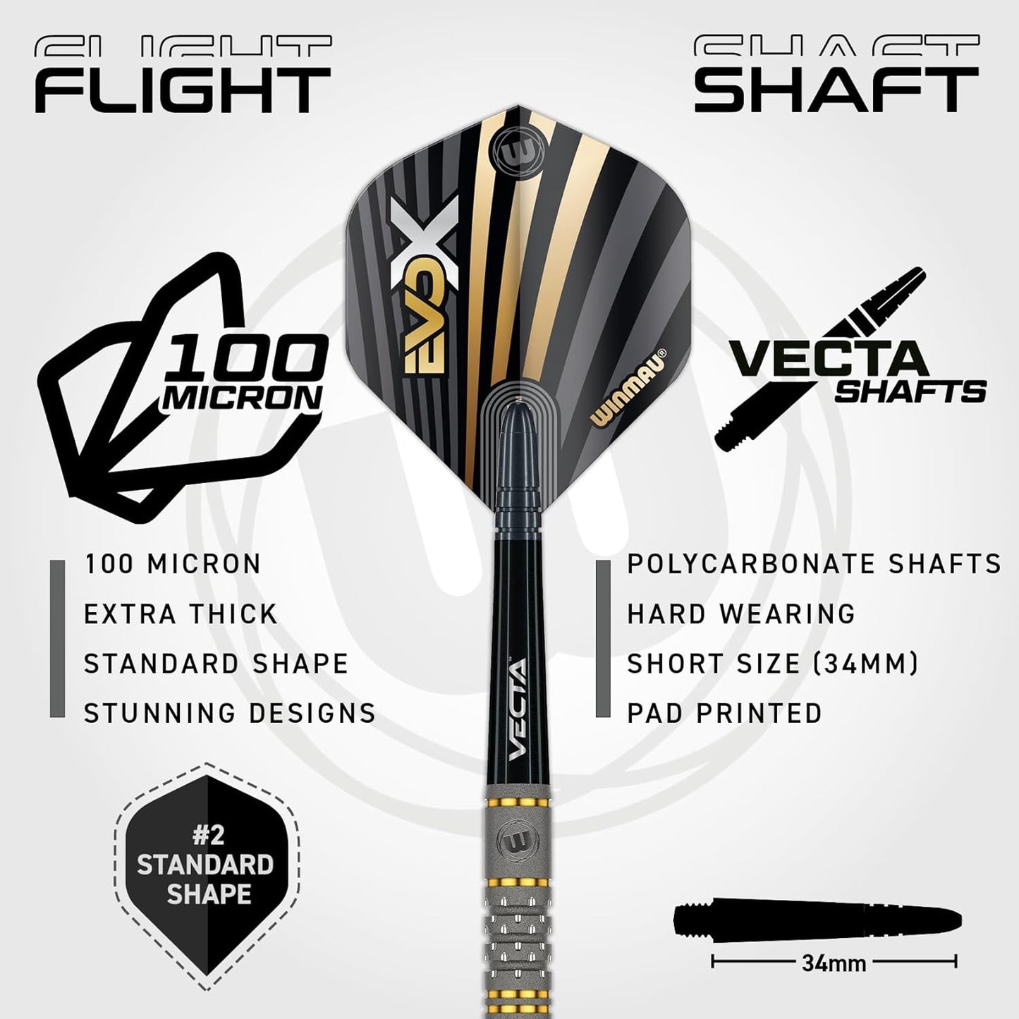 WINMAU – Michael Van Gerwen MvG - EvoX 22.5g Professional Darts Set with Dart Flights and Stems (Shafts)