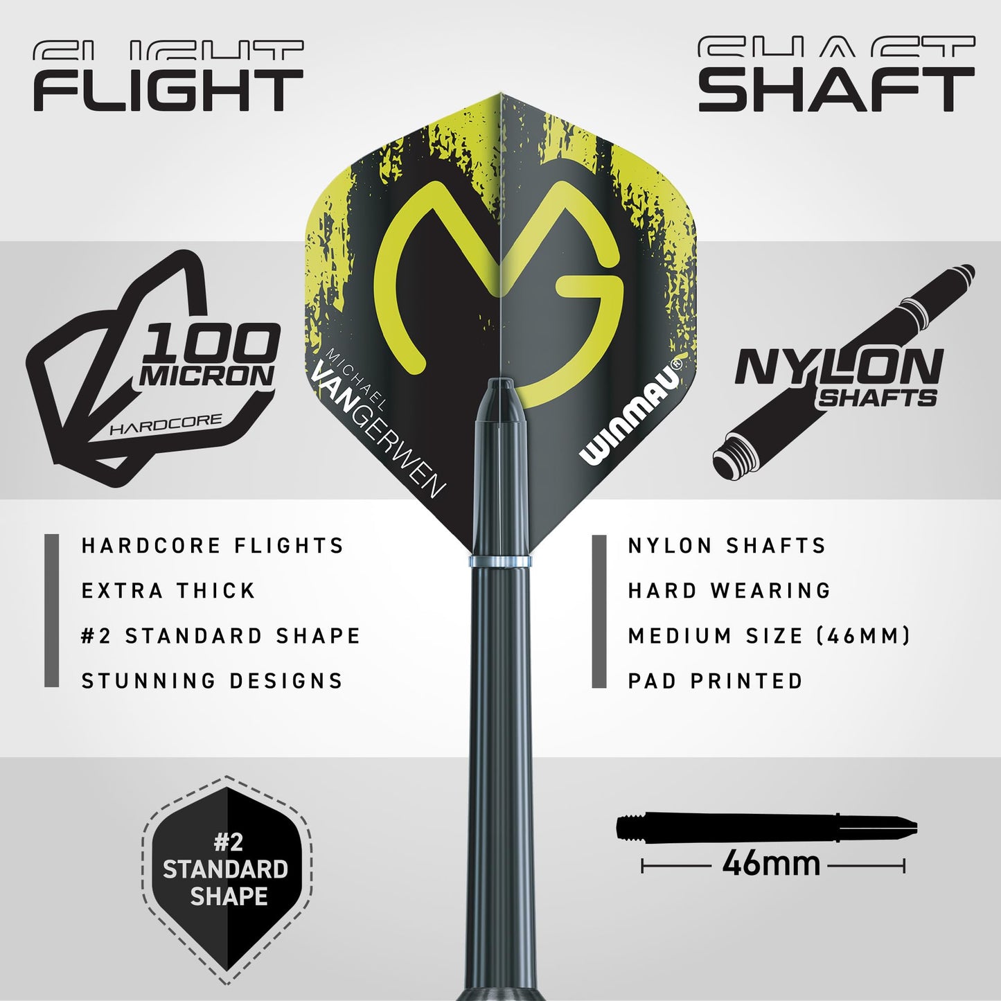 WINMAU Michael Van Gerwen MvG Gift Set - 50 Piece Dart Set with 4 Shafts, 4 Flights Plus Accessories
