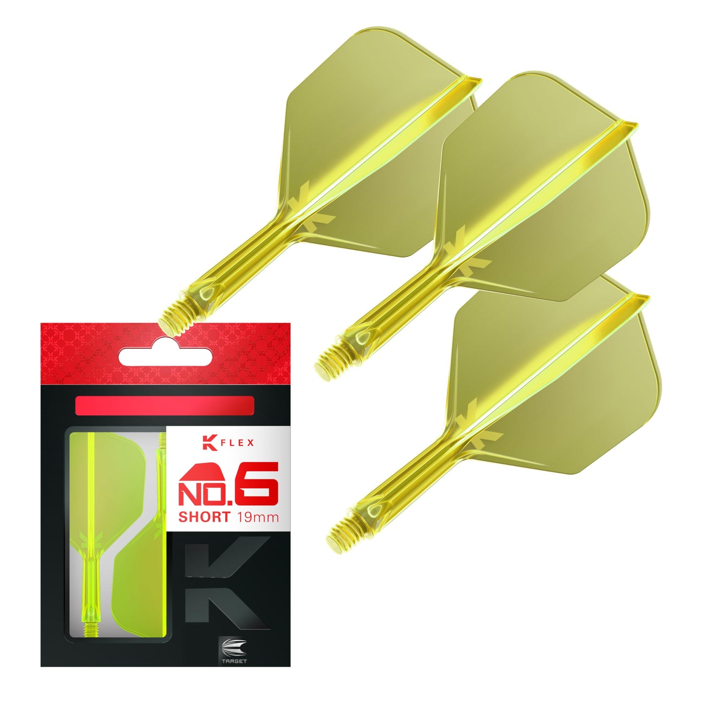 Target Darts K Flex Integrated Dart Flights And Shafts, No.6 | Pack Of 3 K-Flex - No6, Kflex All In One Moulded Dart Flight & Stem Lengths: Short, Intermediate & Medium | Professional Dart Accessories