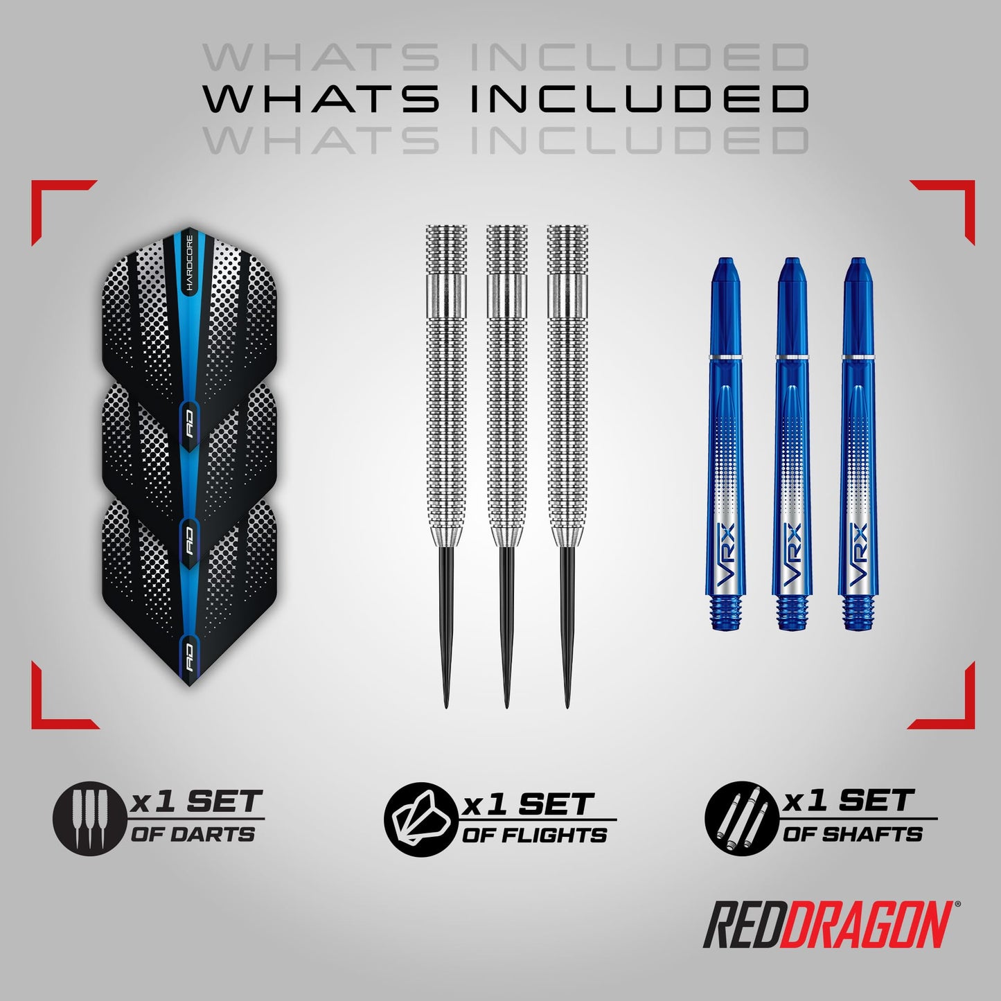 RED DRAGON Darts – Defenders Series - Professional 85% Tungsten Darts Set with Dart Flights and Dart Shafts (Stems) - Available in Triton Soft Tip 19g barrel / 21g Full Weight and Steel Tip 22g & 24g