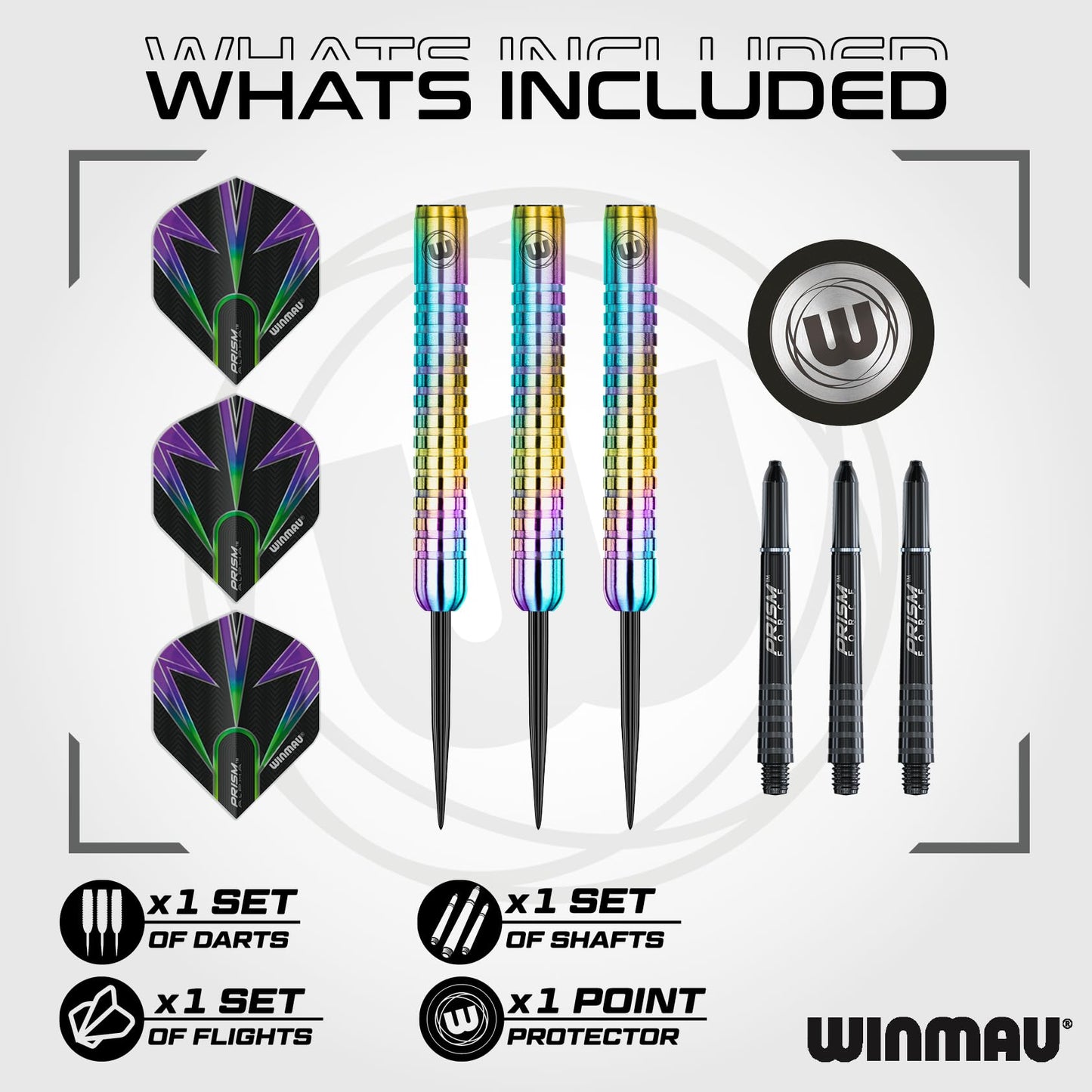 WINMAU Foxfire Urban Professional Tungsten Darts Set with Flights and Stems (Shafts)