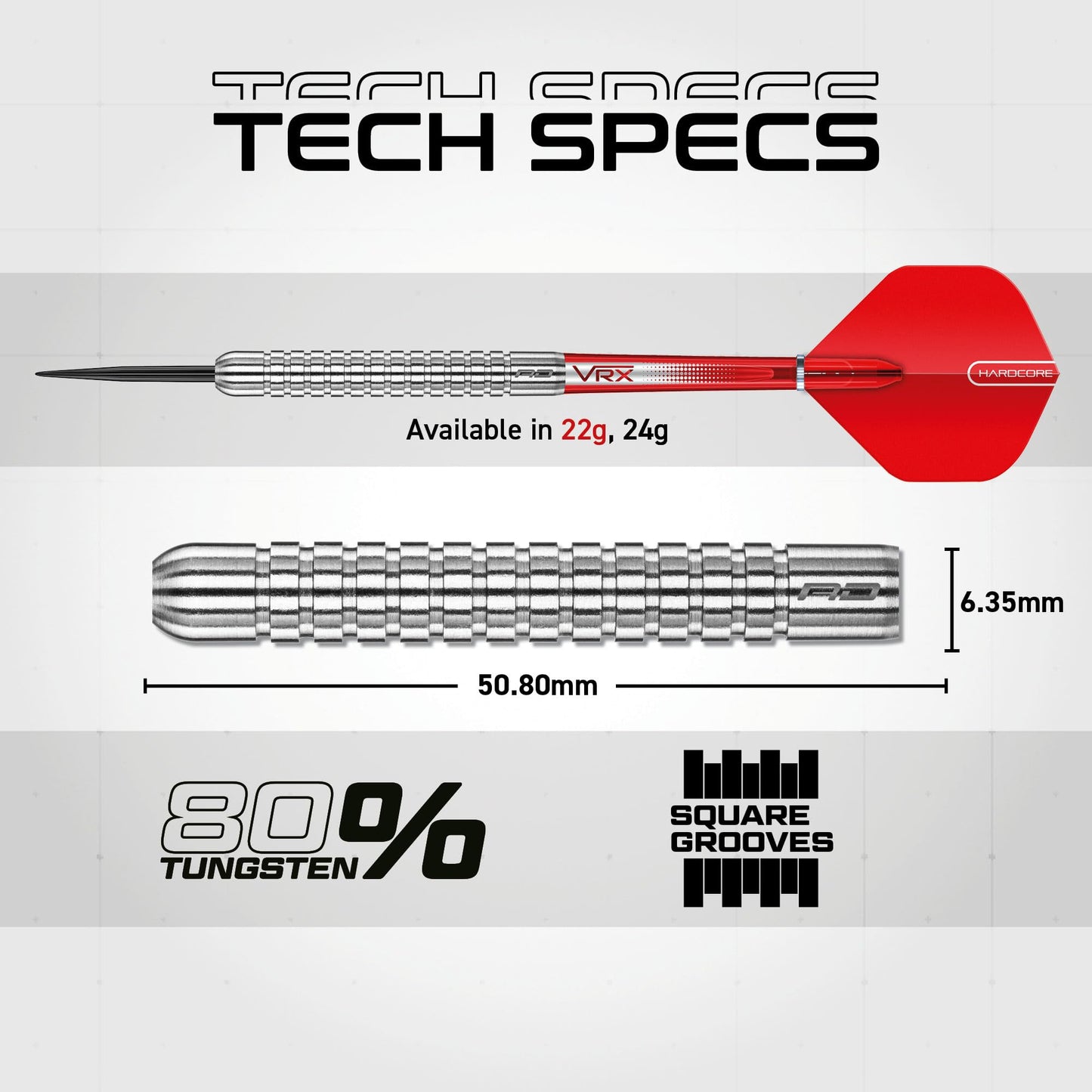 RED DRAGON Hell Fire 22g, 24g or 26g Tungsten Darts Set with Flights and Stems