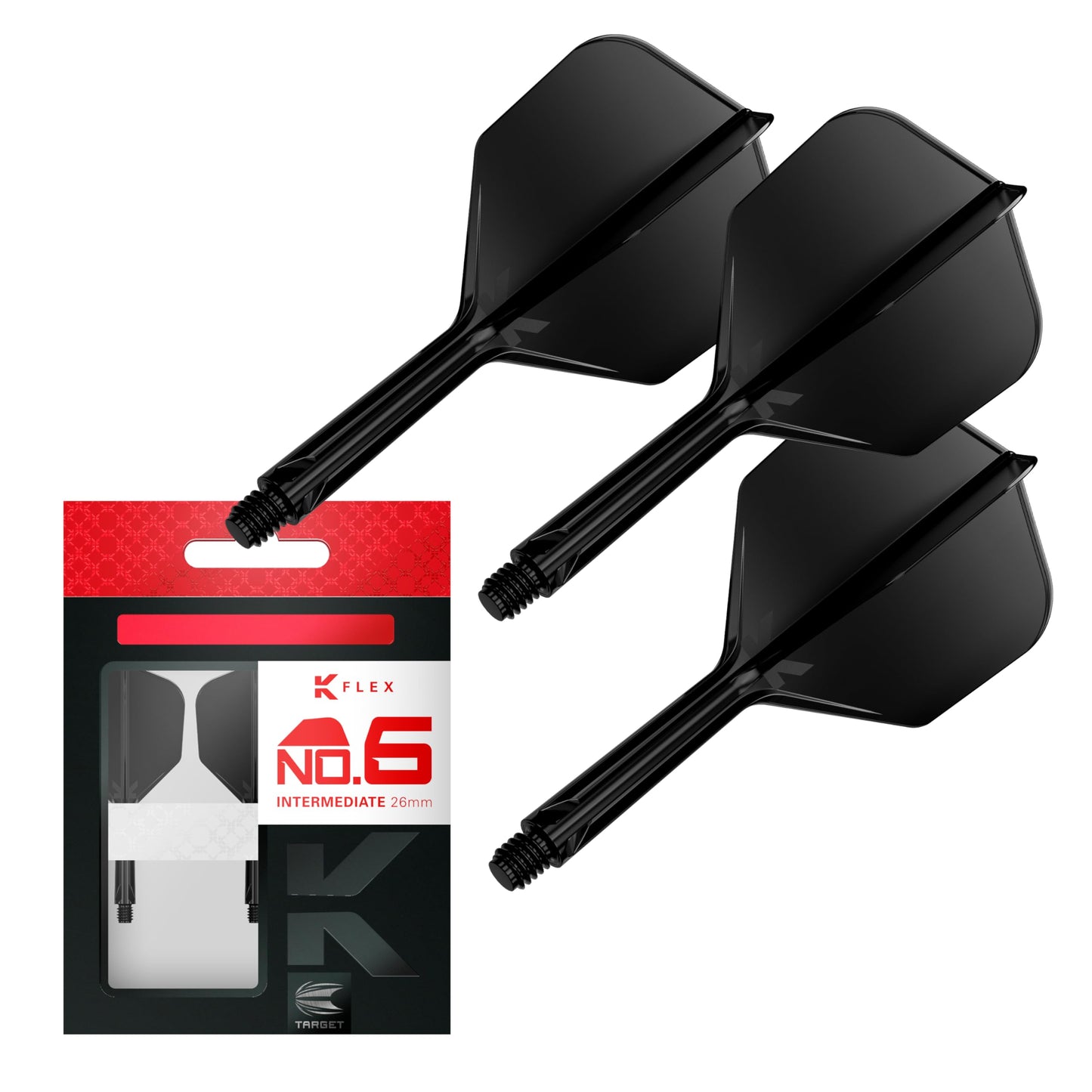 Target Darts K Flex Integrated Dart Flights And Shafts, No.6 | Pack Of 3 K-Flex - No6, Kflex All In One Moulded Dart Flight & Stem Lengths: Short, Intermediate & Medium | Professional Dart Accessories