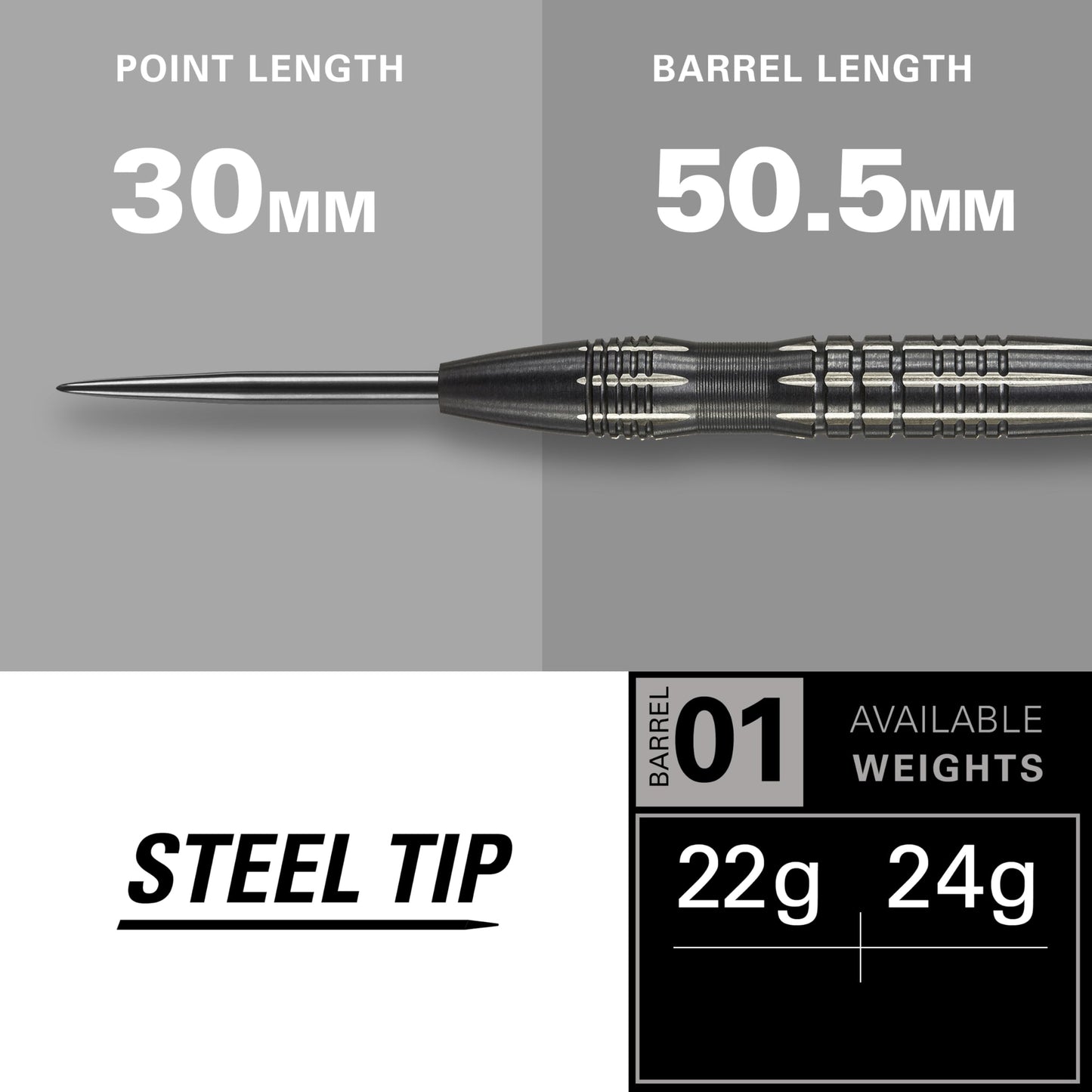 TARGET Darts Phil Taylor Power 8-Zero 3 Black Steel Tip Darts, 80% Tungsten Dart Set, P8Z3, 22G/24G | Player Edition Darts with Fixed Points | Black Darts Case Included