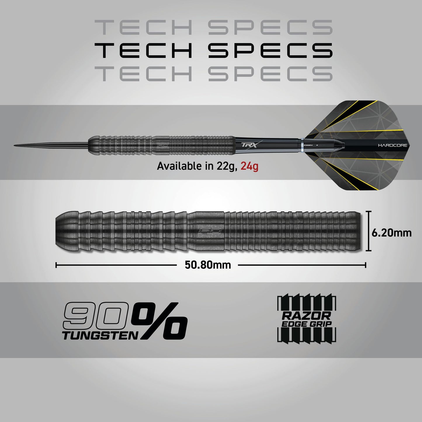 RED DRAGON Darts – Seren Onyx Series - 90% Tungsten Professional Steel tip Darts Set with Dart Flights and Dart Shafts (Stems) - Available in Four Styles - Available in 21g, 22g, 23g, 24g & 25g