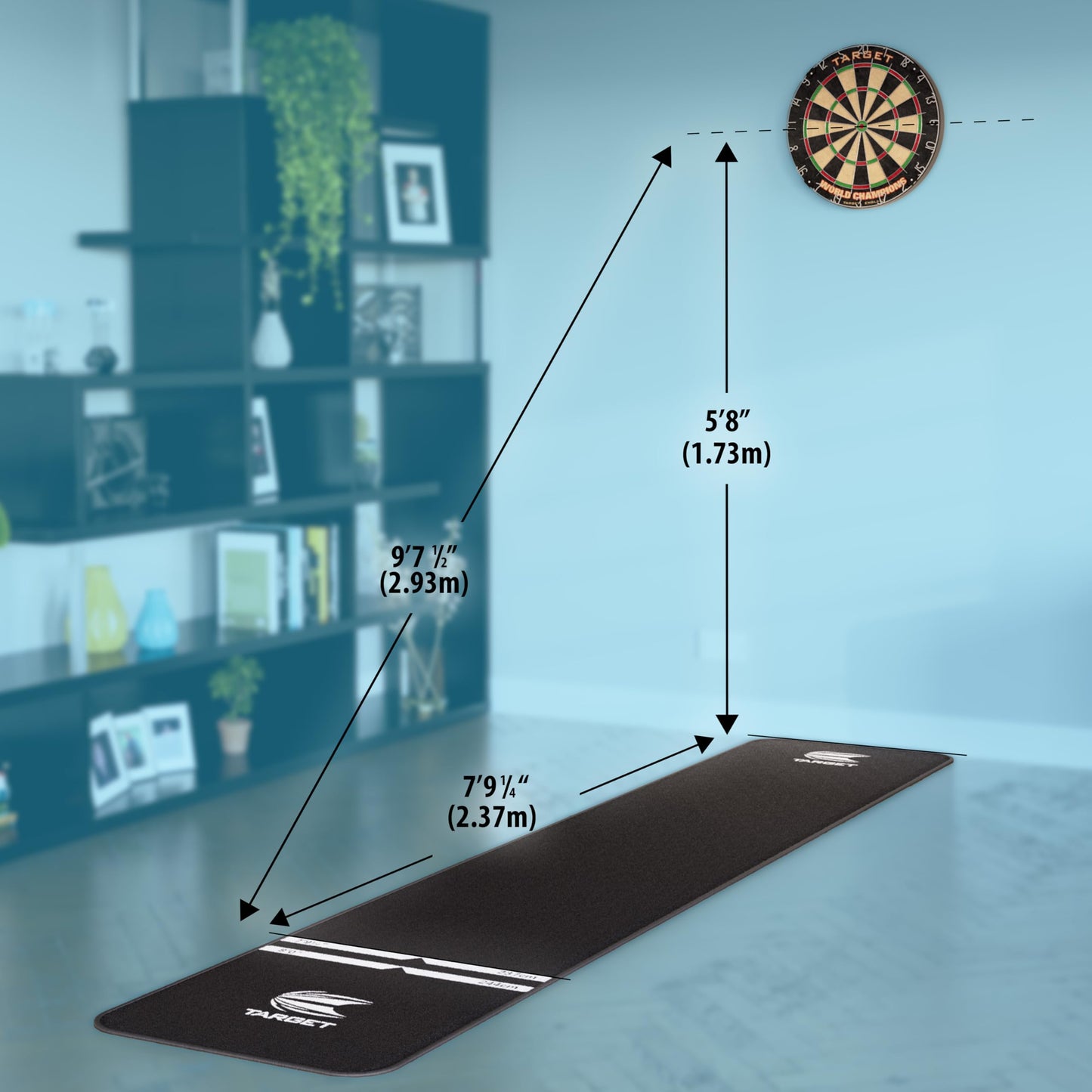 Target Darts World Championship Dartboard Set Bundle | Arc Dart Boards Light System, Full Length Darts Oche Mat, Dart Board Surround (Black or Red Option) | 5 Bundle Options