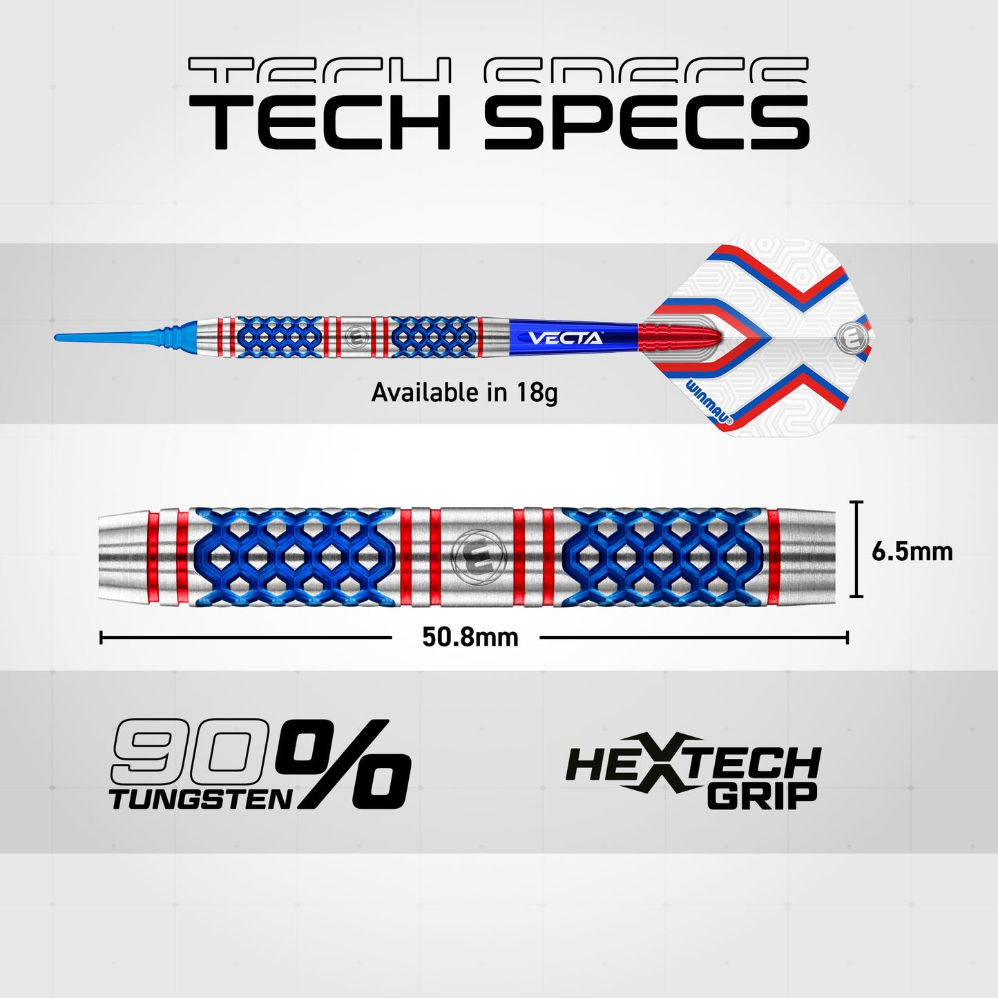 WINMAU Darts Epix Series 90% Professional Tungsten Darts Set with Dart Flights and Dart Shafts (Stems) - Available weights 18g Soft Tip 22g and 24g Steel Tip