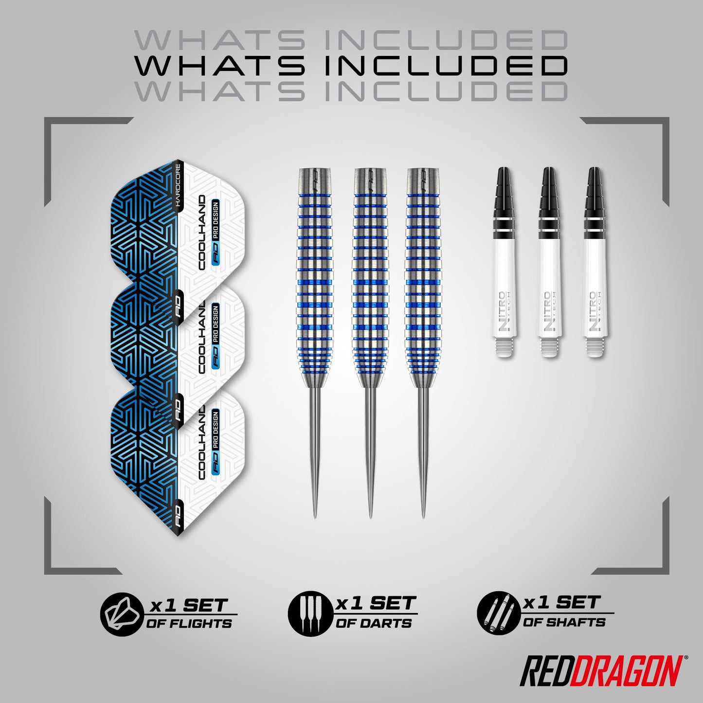 RED DRAGON Luke Humphries TX Series Premium Tungsten Darts Set with Flights and Stems