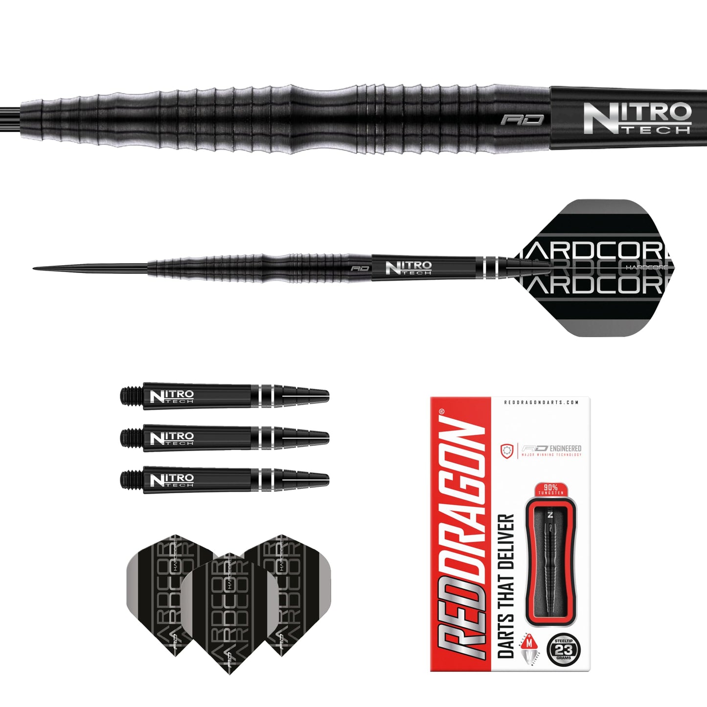 RED DRAGON Razor Edge Extreme Professional Tungsten Darts Set with Flights and Stems