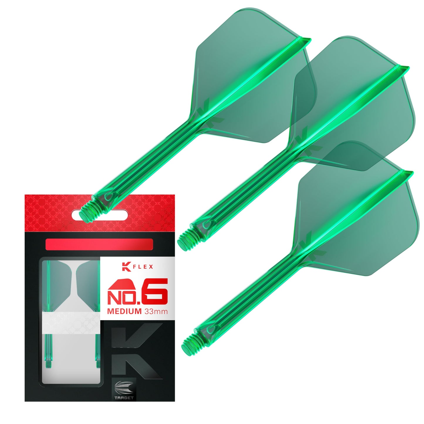 Target Darts K Flex Integrated Dart Flights And Shafts, No.6 | Pack Of 3 K-Flex - No6, Kflex All In One Moulded Dart Flight & Stem Lengths: Short, Intermediate & Medium | Professional Dart Accessories