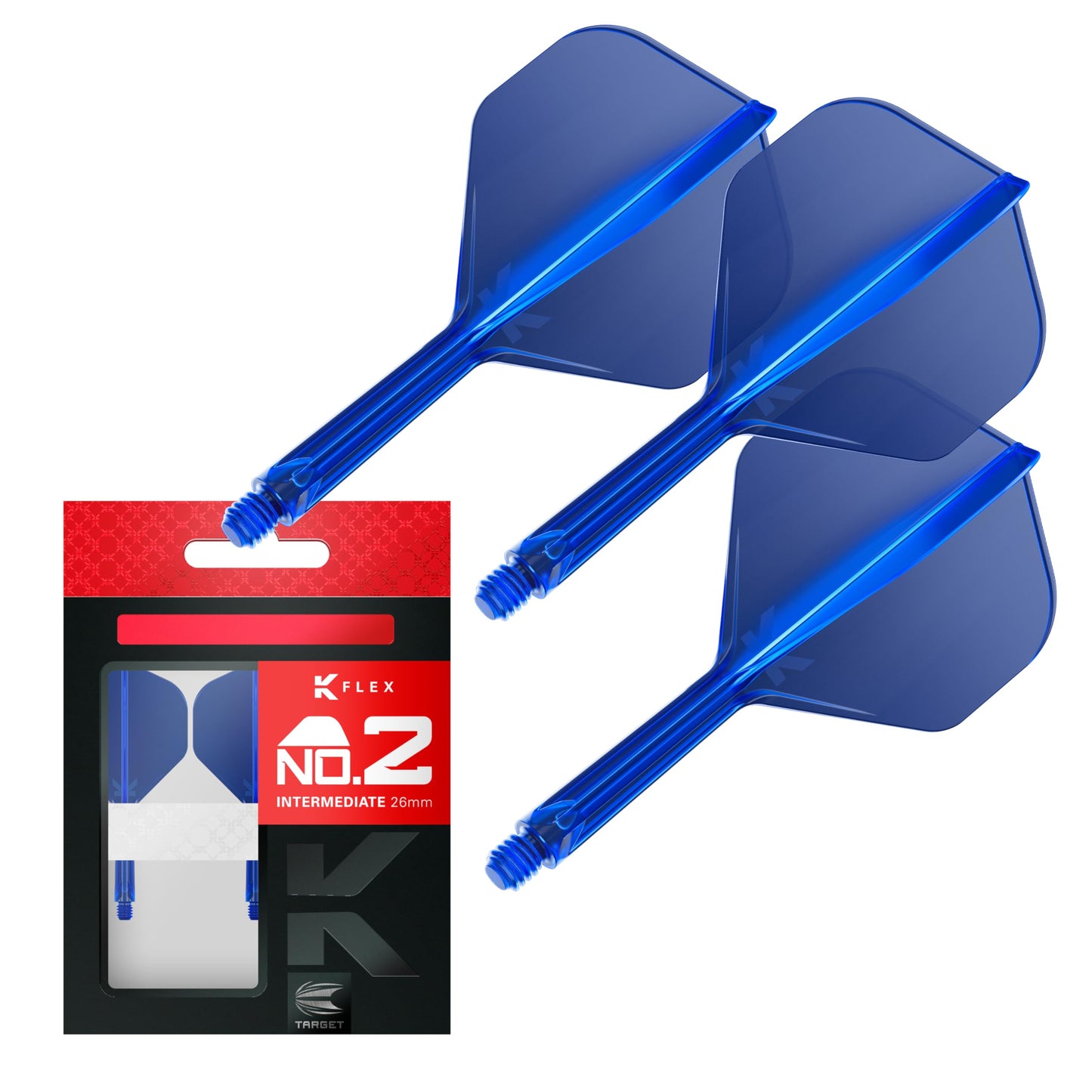 Target Darts K Flex Integrated Dart Flights And Shafts, No.2 | Pack Of 3 K-Flex - No2, Kflex All In One Moulded Dart Flight & Stem Lengths: Short, Intermediate & Medium | Professional Dart Accessories